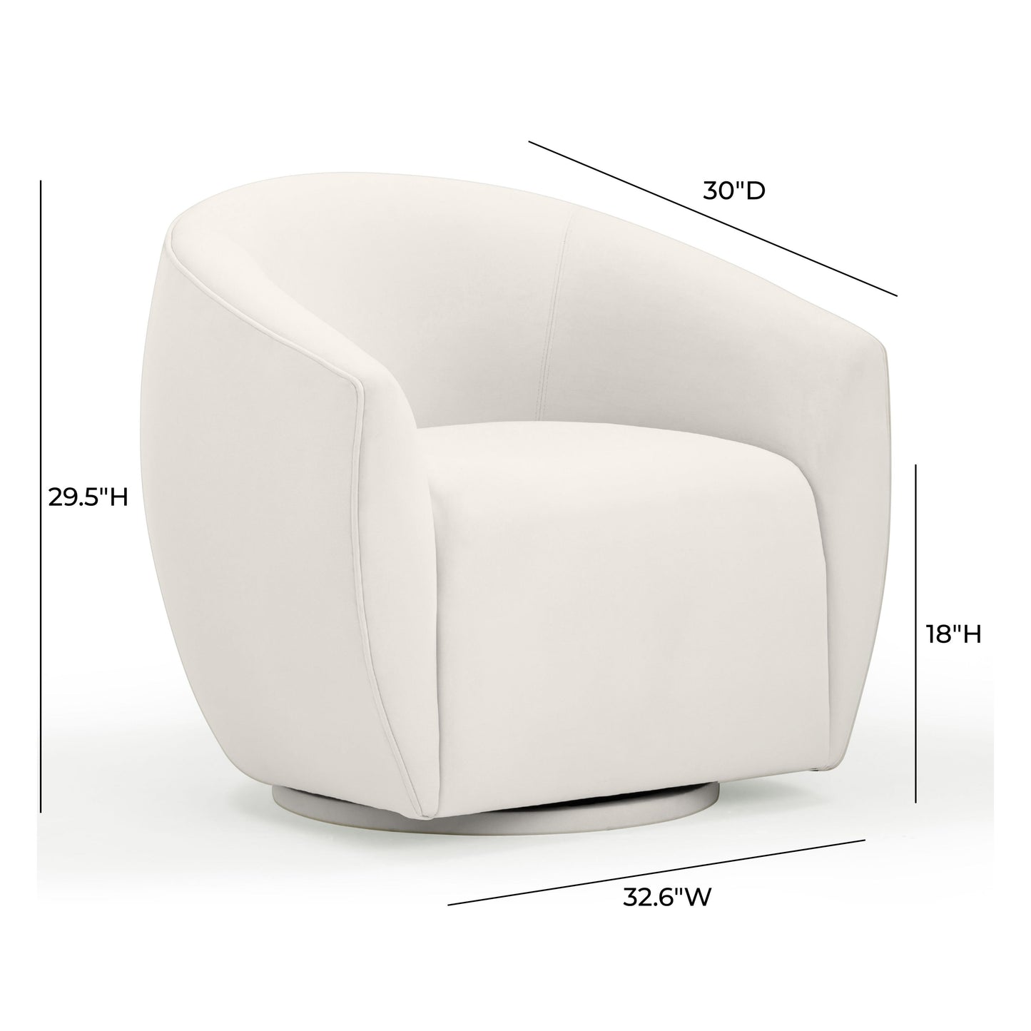 Jordan Performance Velvet Swivel Accent Chair - Cream - Image 6