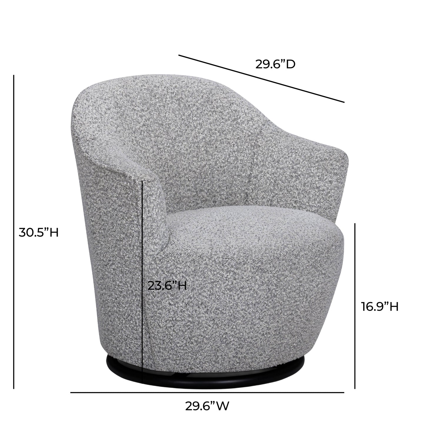 Skyla Performance Boucle Swivel Accent Chair - Grey - Image 7