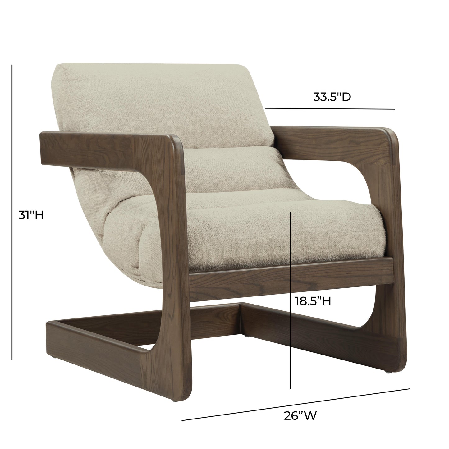 Palma Contract-Grade Textured Weave Fabric Accent Chair - Cream - Image 8