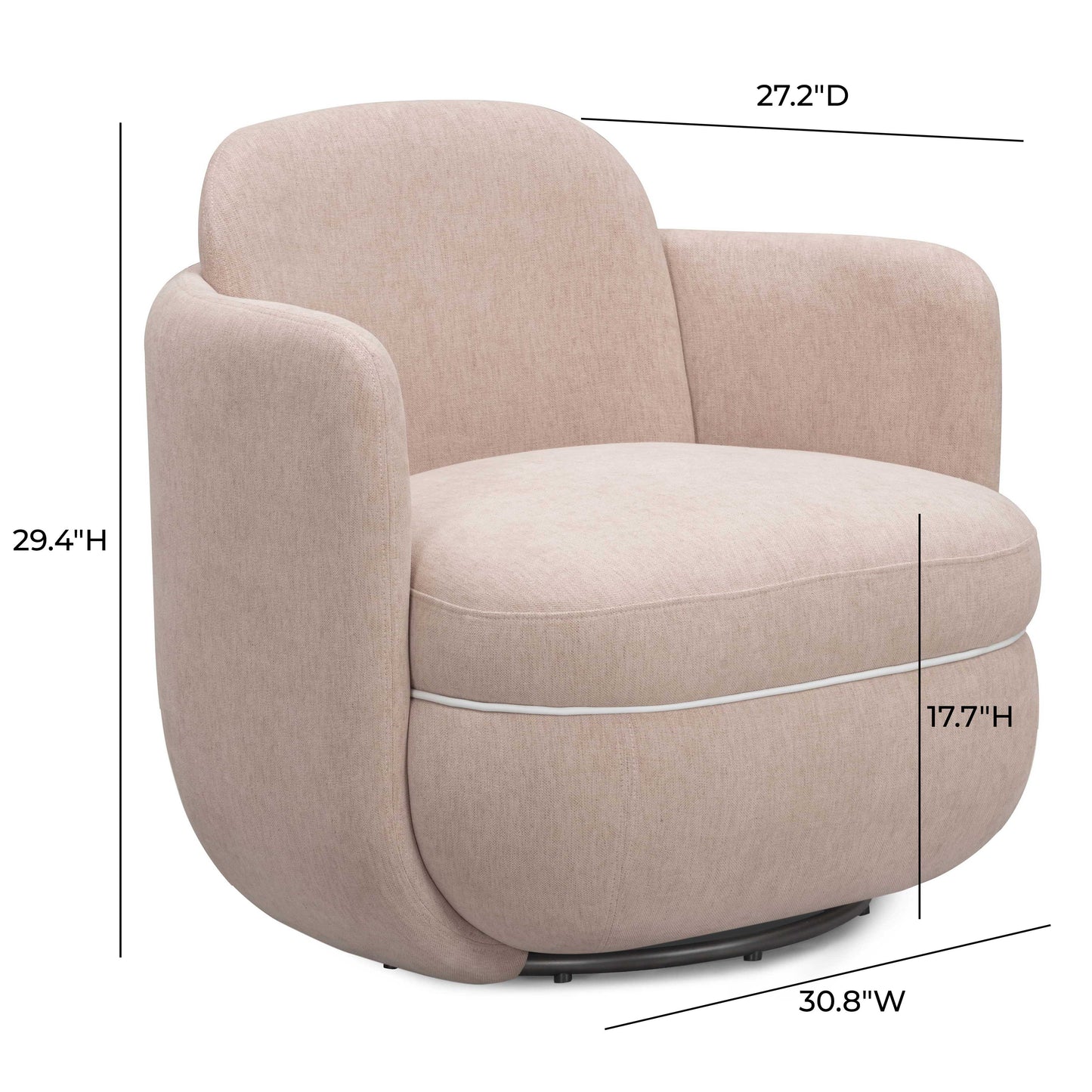 Wolfie Performance Chenille Swivel Accent Chair - Pink - Image 8