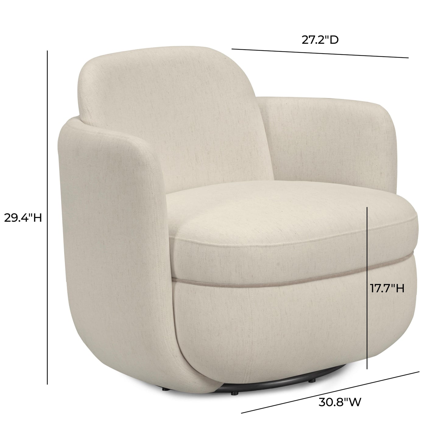 Wolfie Performance Chenille Swivel Accent Chair - Cream - Image 8