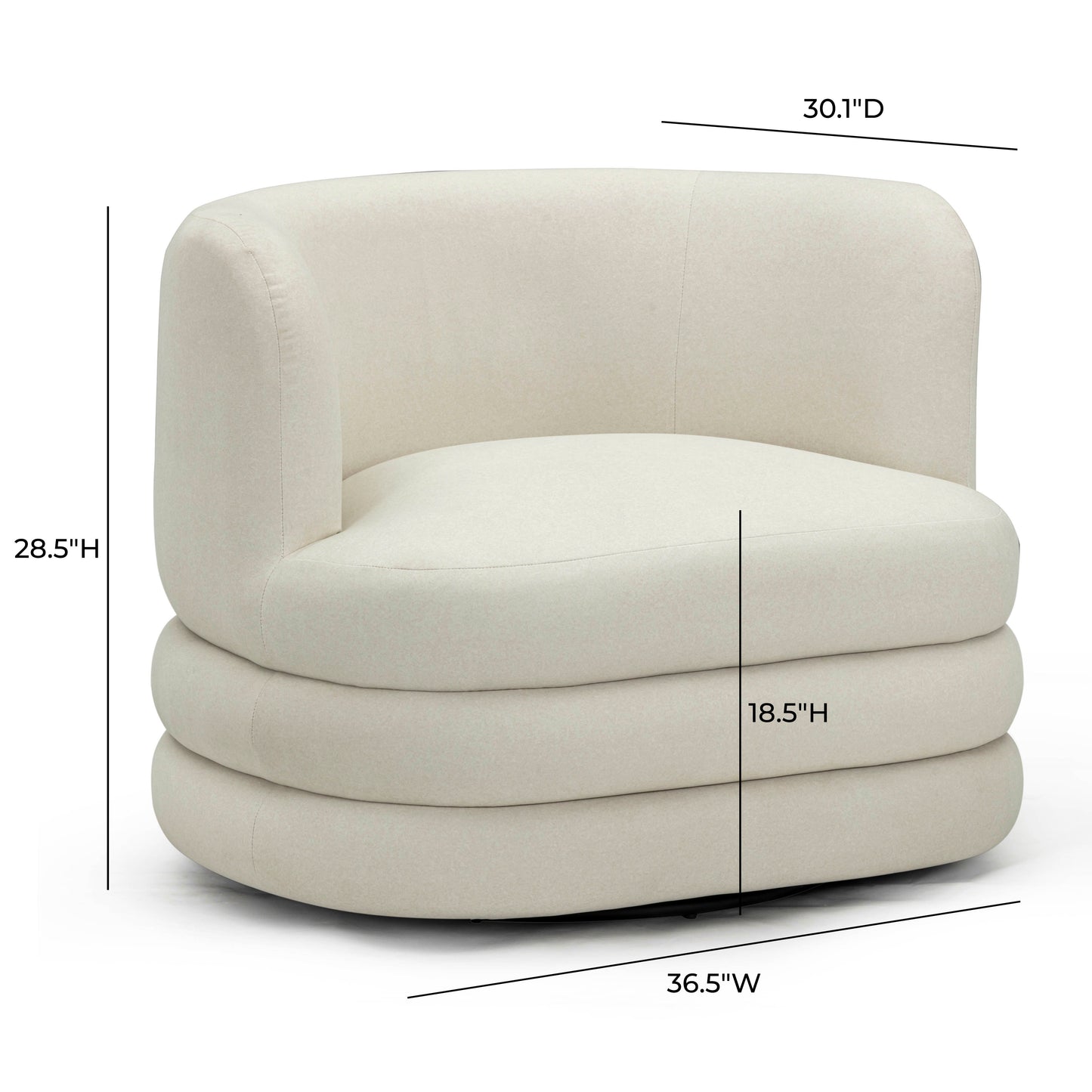 Astor Performance Faux Mohair Swivel Hotel Lounge Chair - Cream - Image 7
