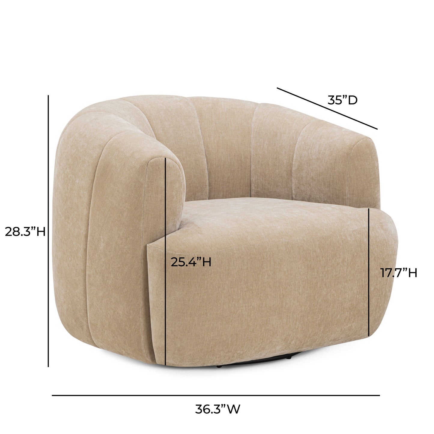 Jasmine Upcycled Contract-Grade Basketweave Fabric Swivel Accent Chair - Oat - Image 7