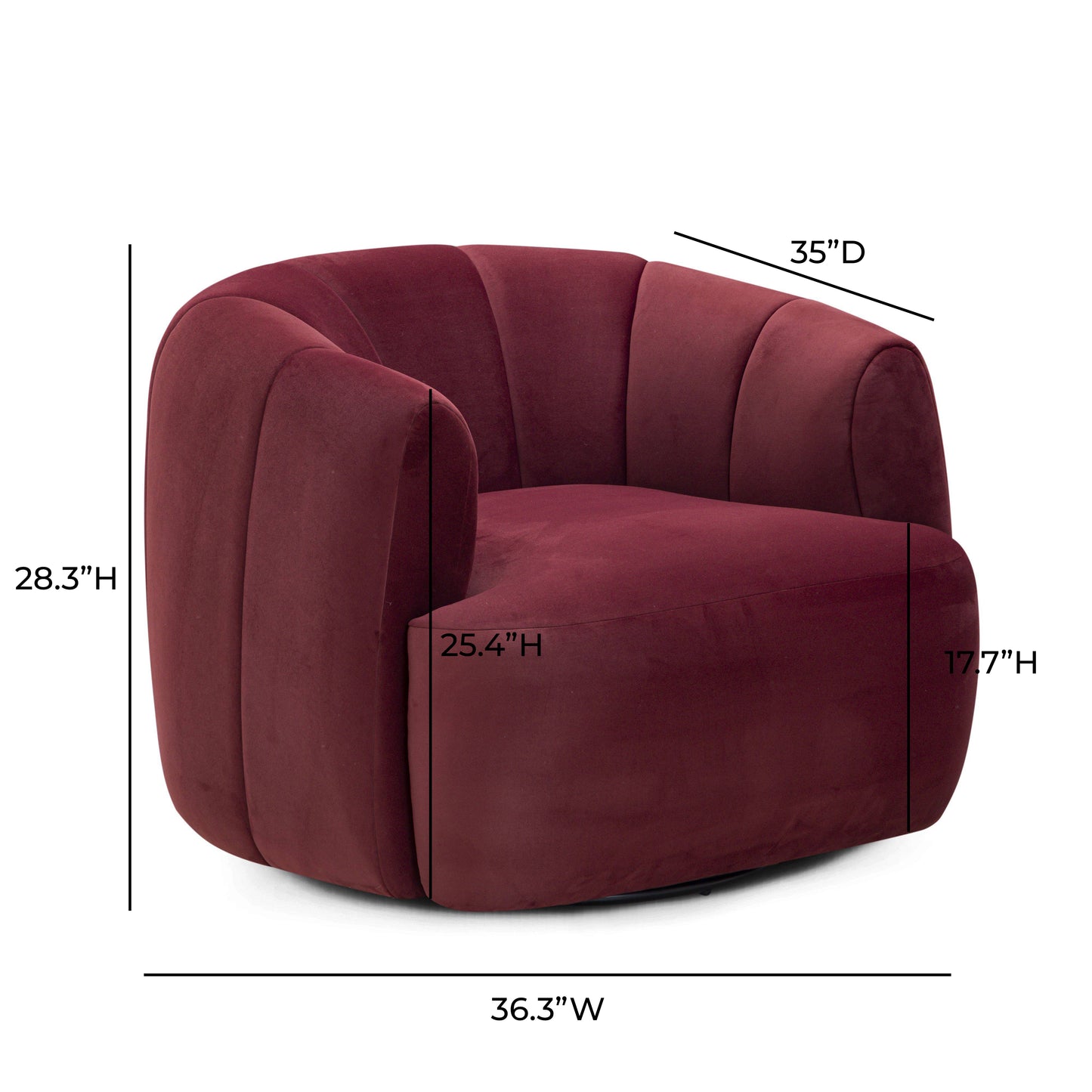 Jasmine Performance Velvet Swivel Accent Chair - Berry Red - Image 7