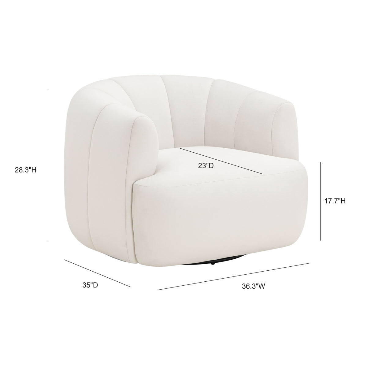 Jasmine Swivel Accent Chair - Cream - Image 9