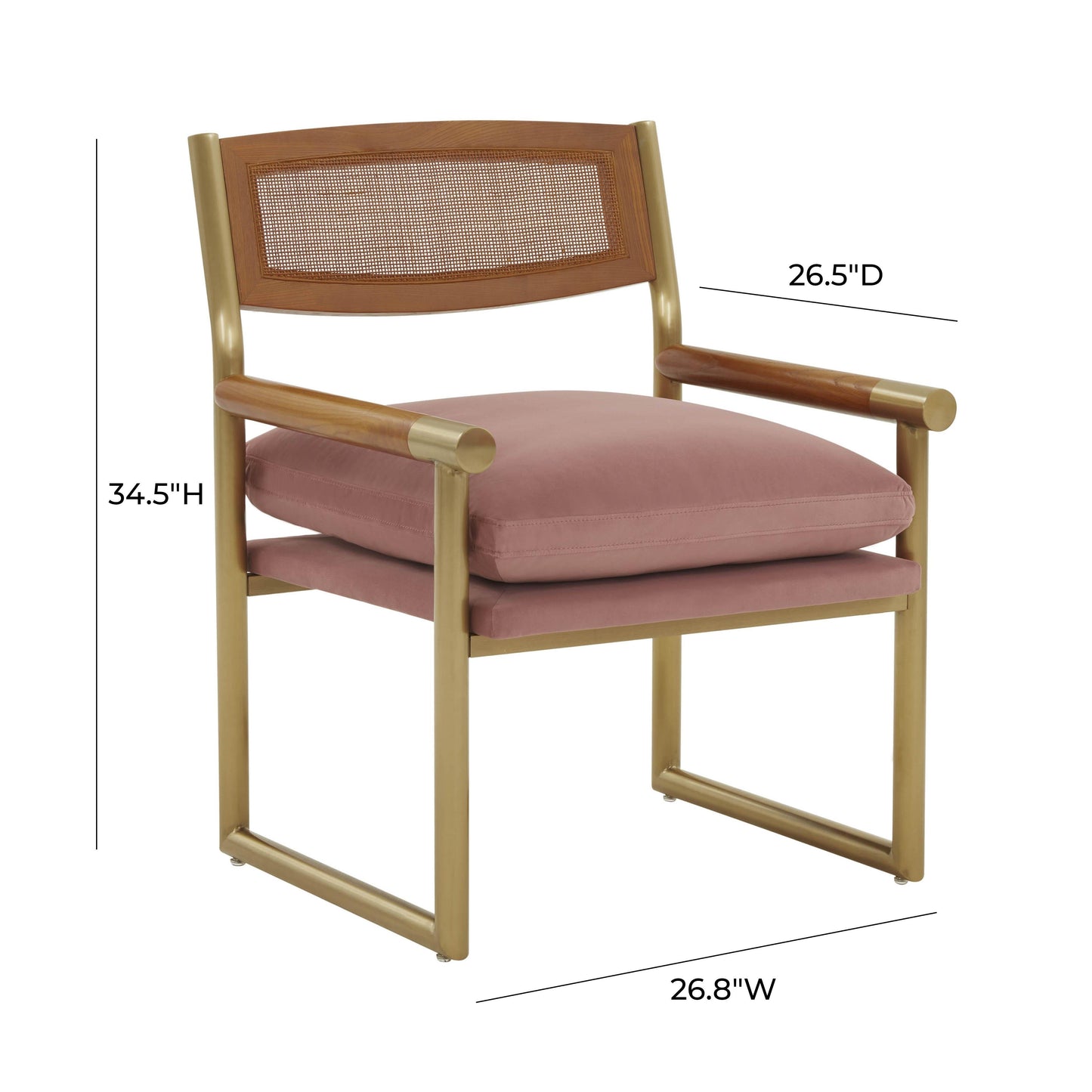 Harlow Rattan and Performance Velvet Accent Chair - Mauve - Image 6
