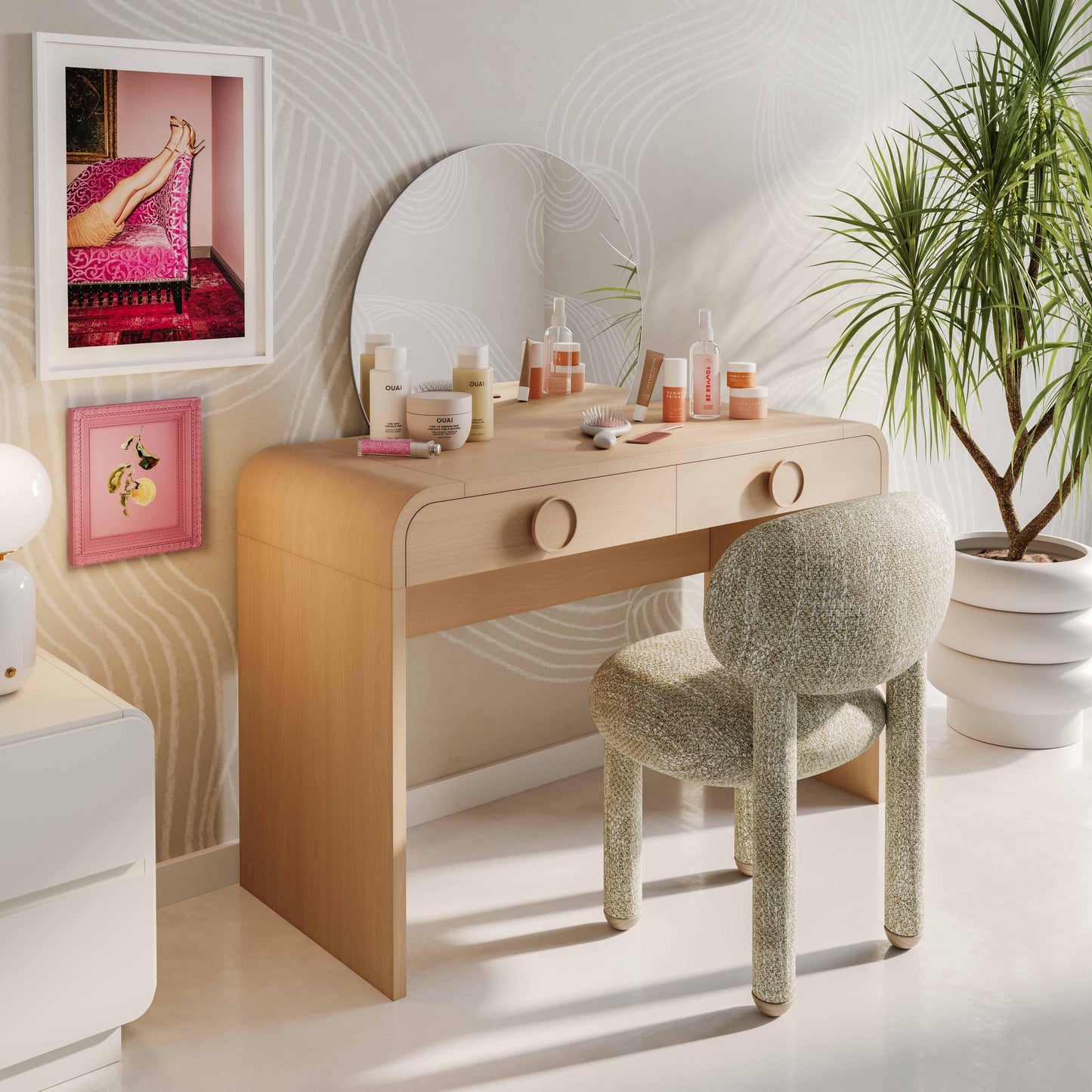 Manu Nubby Performance Fabric Side Chair - Beige - Image 7