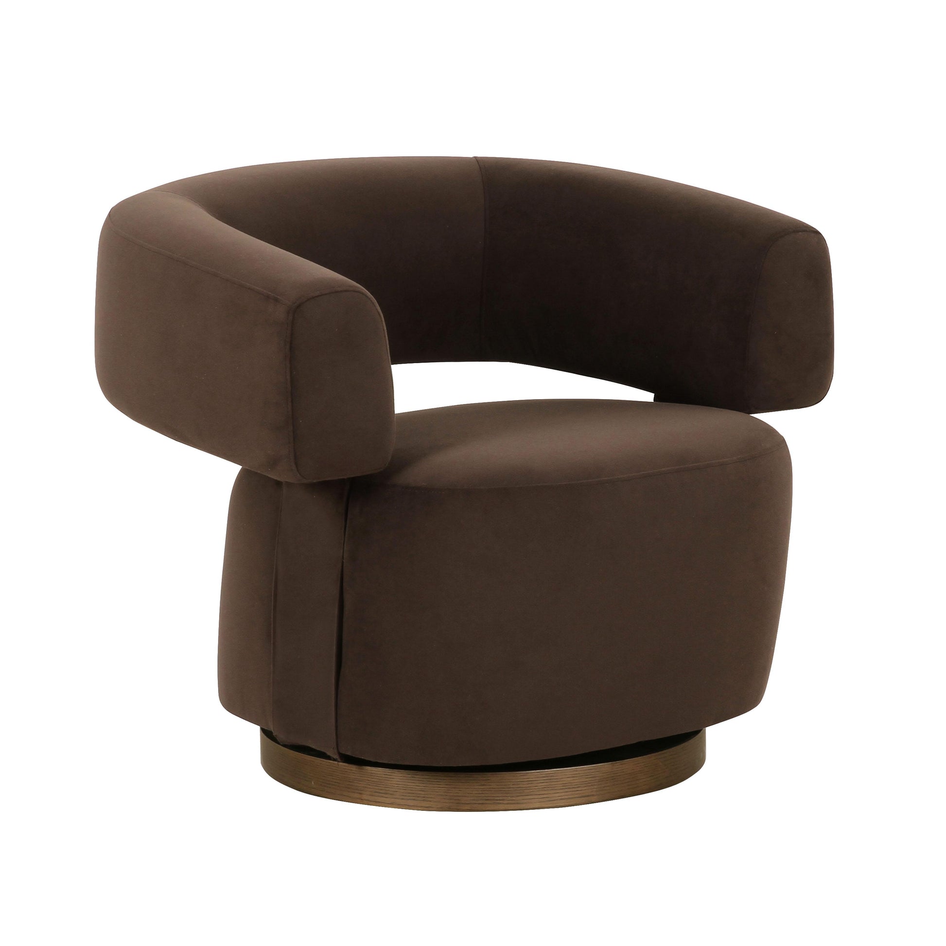 TOV-S69313 river chocolate brown performance velvet swivel accent chair 1