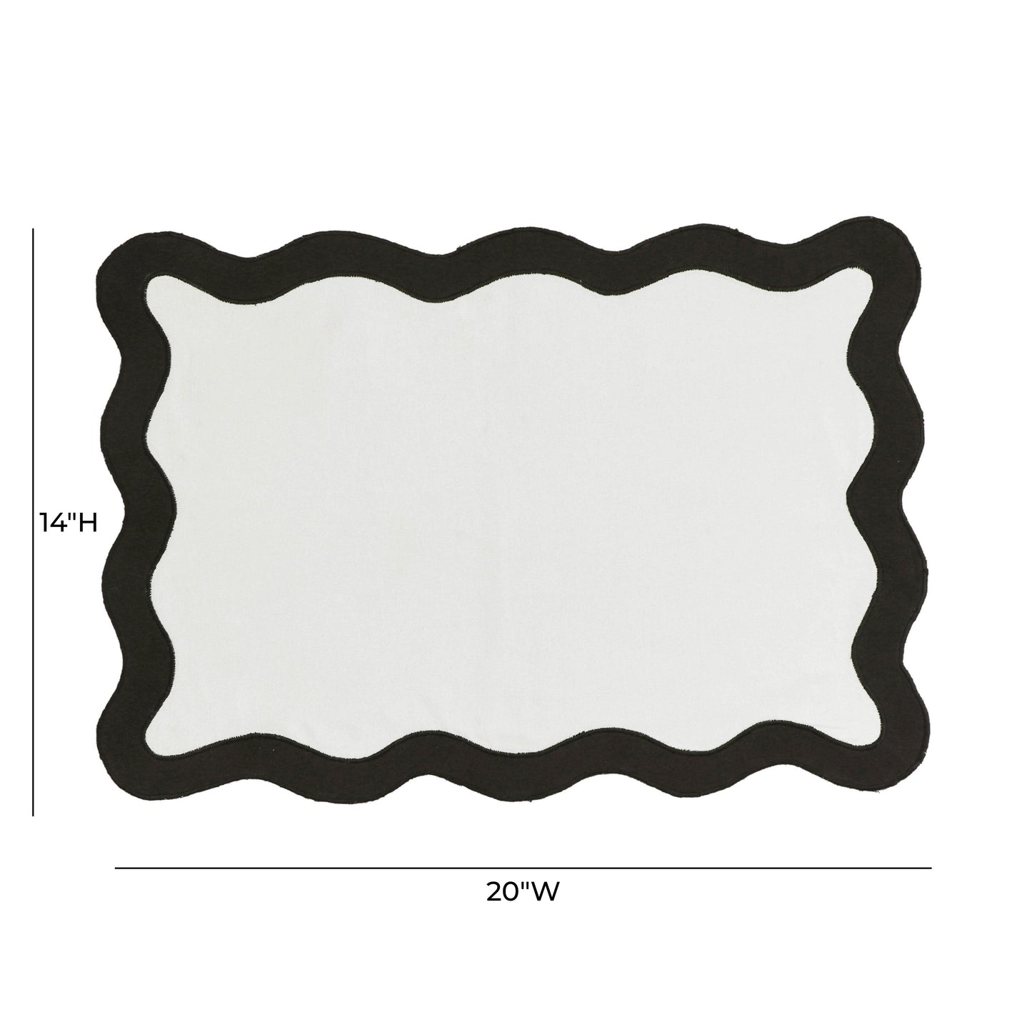 Scalloped Edge Cotton Placemat - Set of 4 - Black,White - Image 4