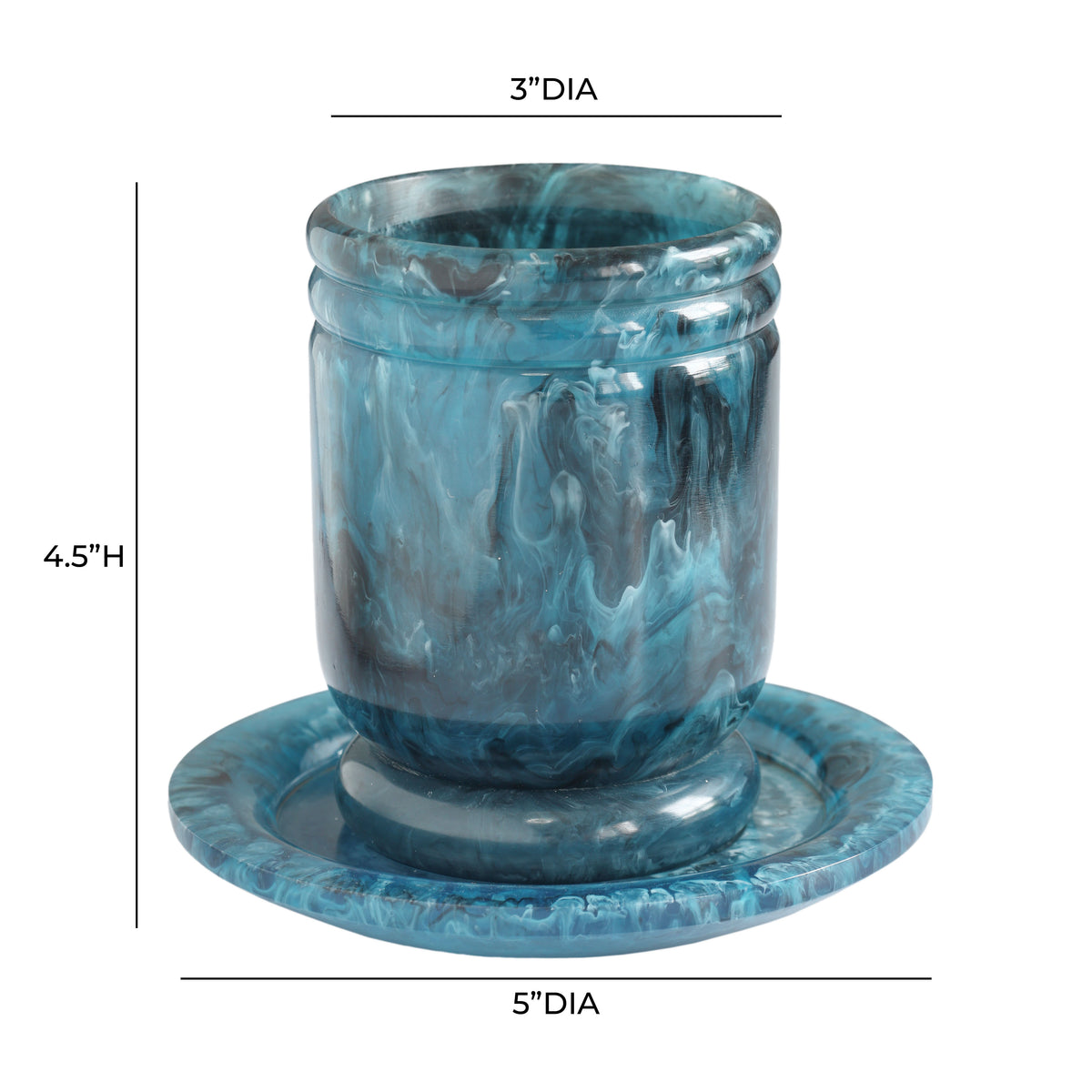 Channeled Swirl Resin Kiddush Cup - Blue - Image 5