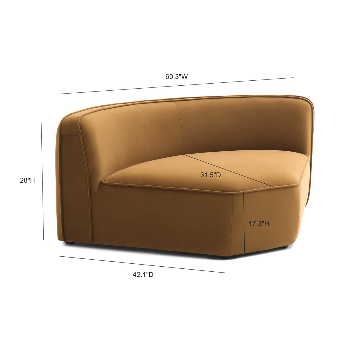 Travie Modular Wedge Corner Chair - Honey - Image 4
