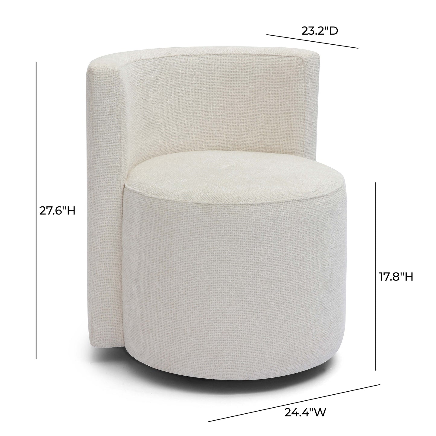 Alyssa Rolling Desk Chair - Off-White - Image 6
