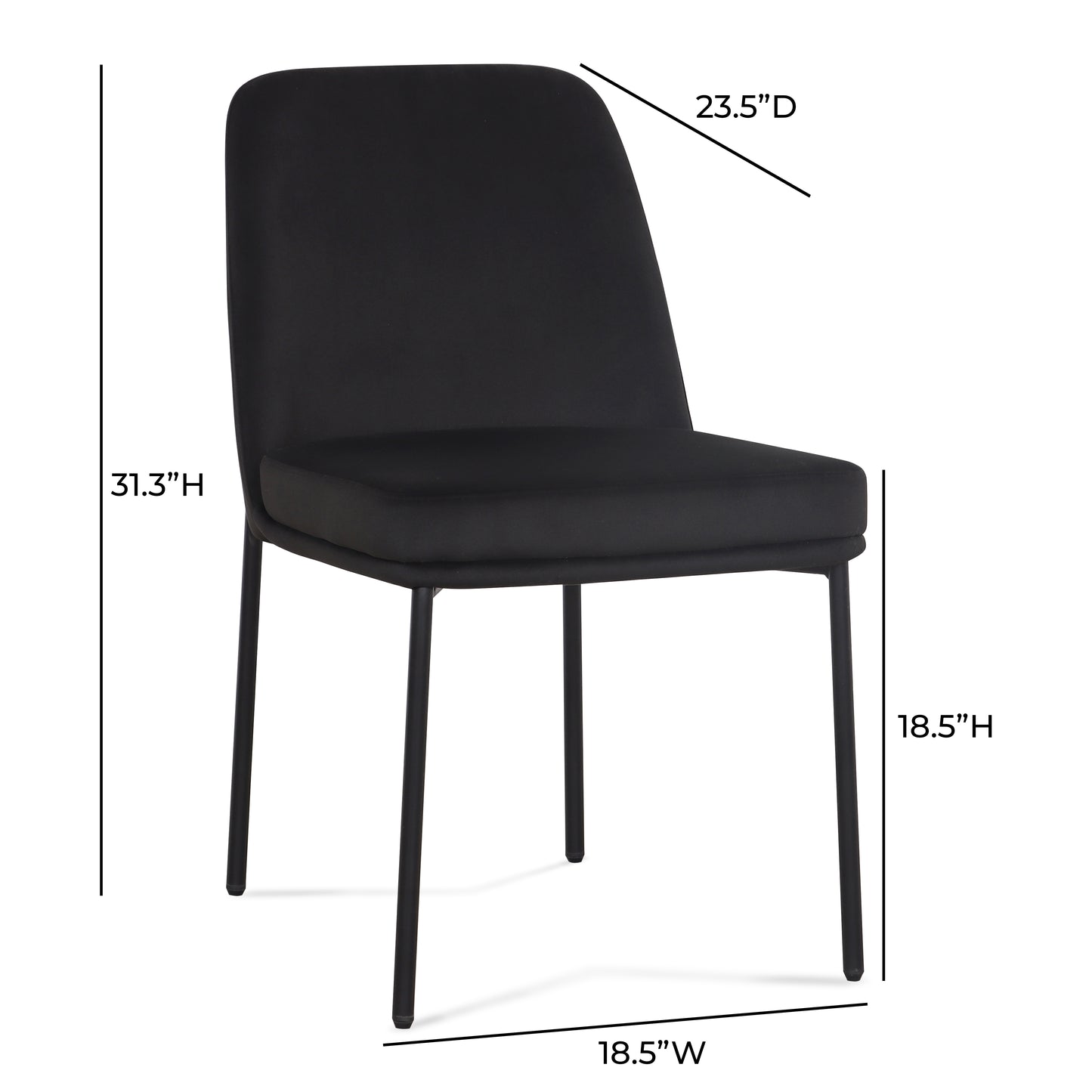 Sydney Performance Velvet Dining Chair - Set of 2 - Black - Image 7