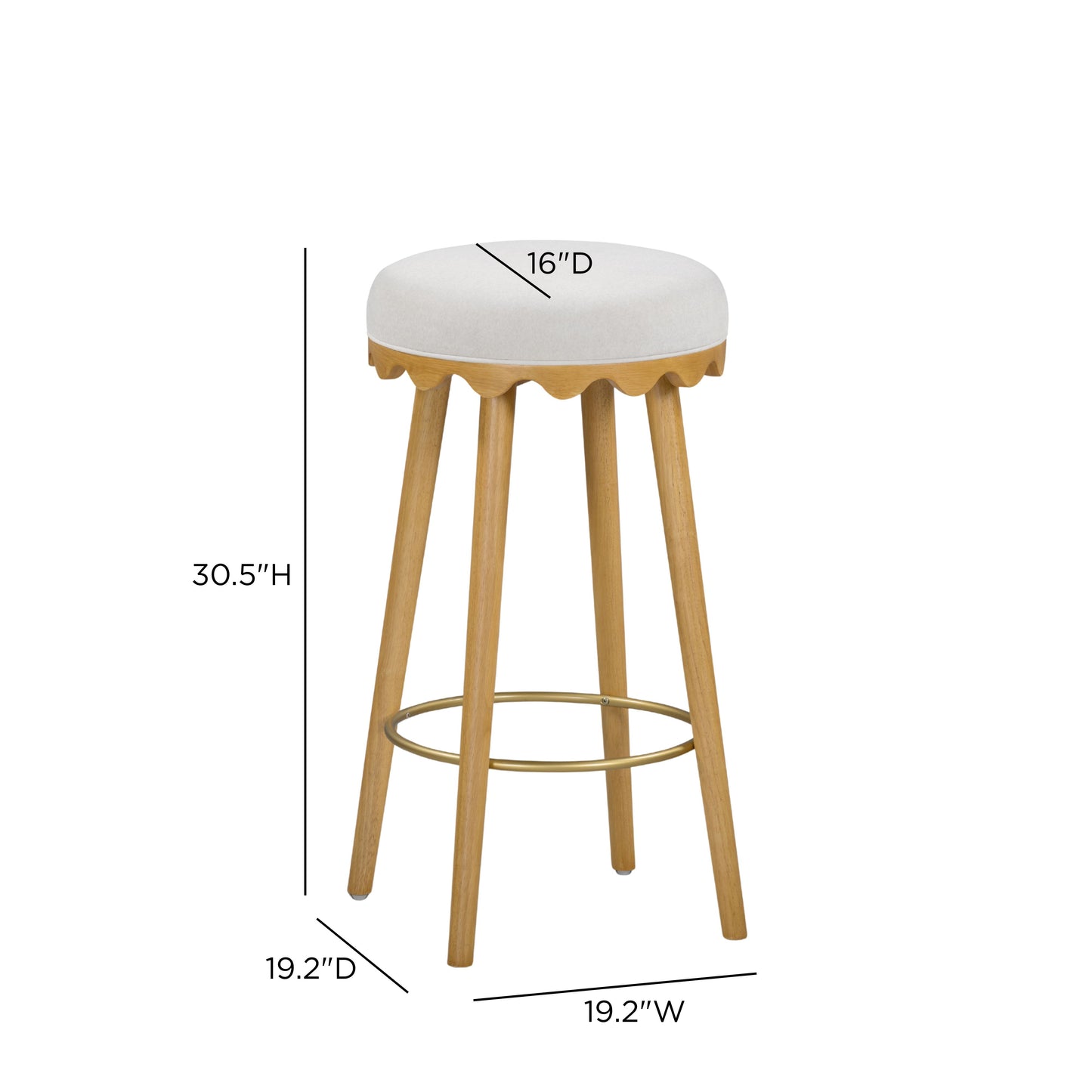 Oodle Cream Performance Vegan Mohair Natural Bar Stool - Image 6