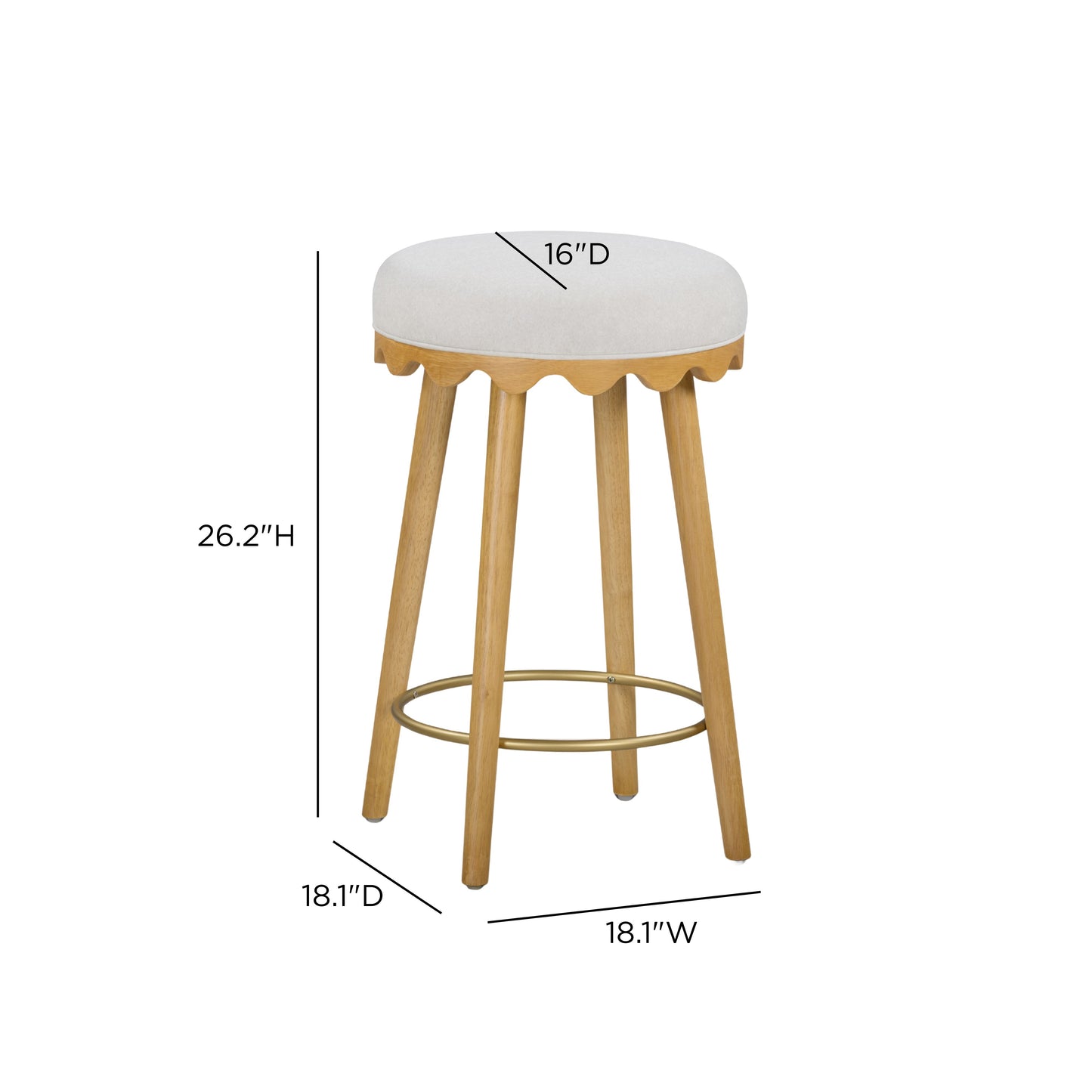 Oodle Cream Performance Vegan Mohair Natural Counter Stool - Image 6
