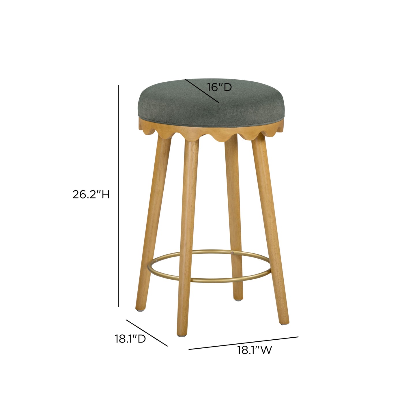 Oodle Green Performance Vegan Mohair Natural Counter Stool - Image 6