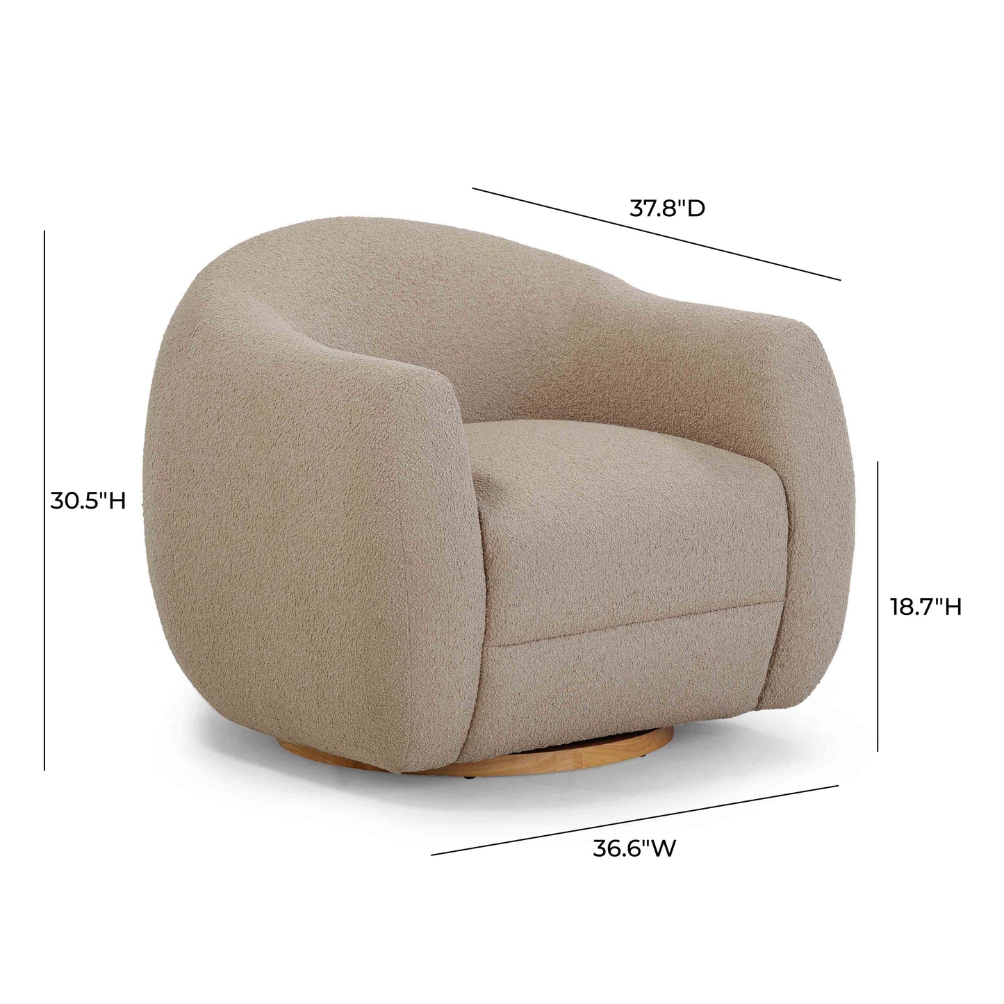 Judy Swivel Accent Chair - Taupe - Image 7