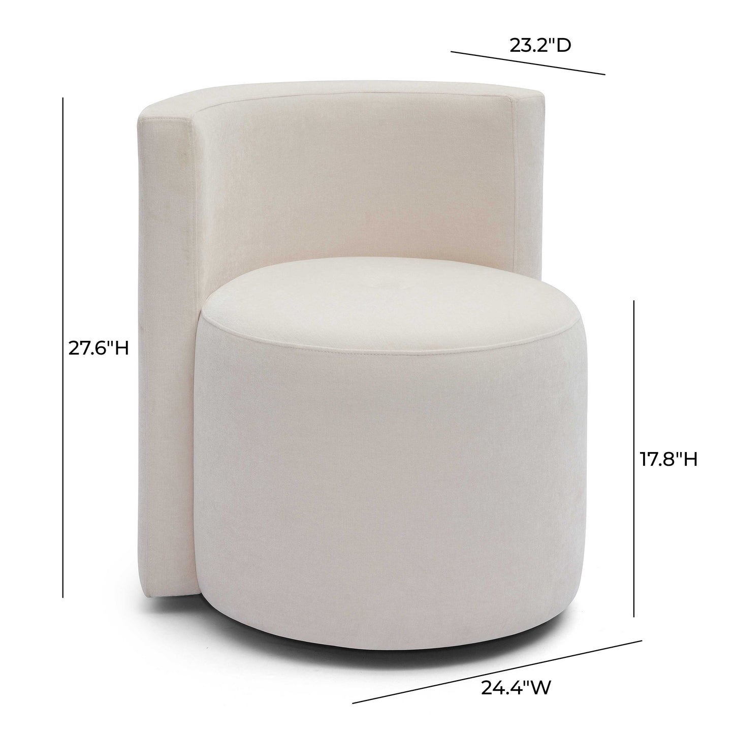 Alyssa Rolling Desk Chair - Cream - Image 6
