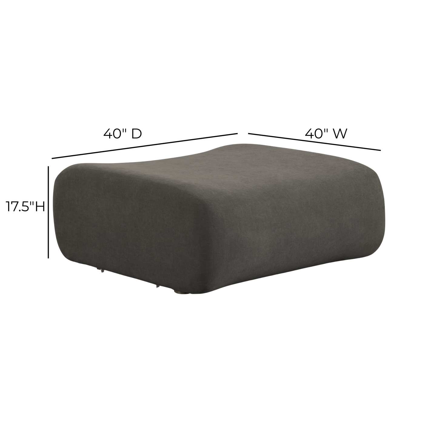 Zenith Contract-Grade Upcycled Fabric Ottoman - Grey - Image 8