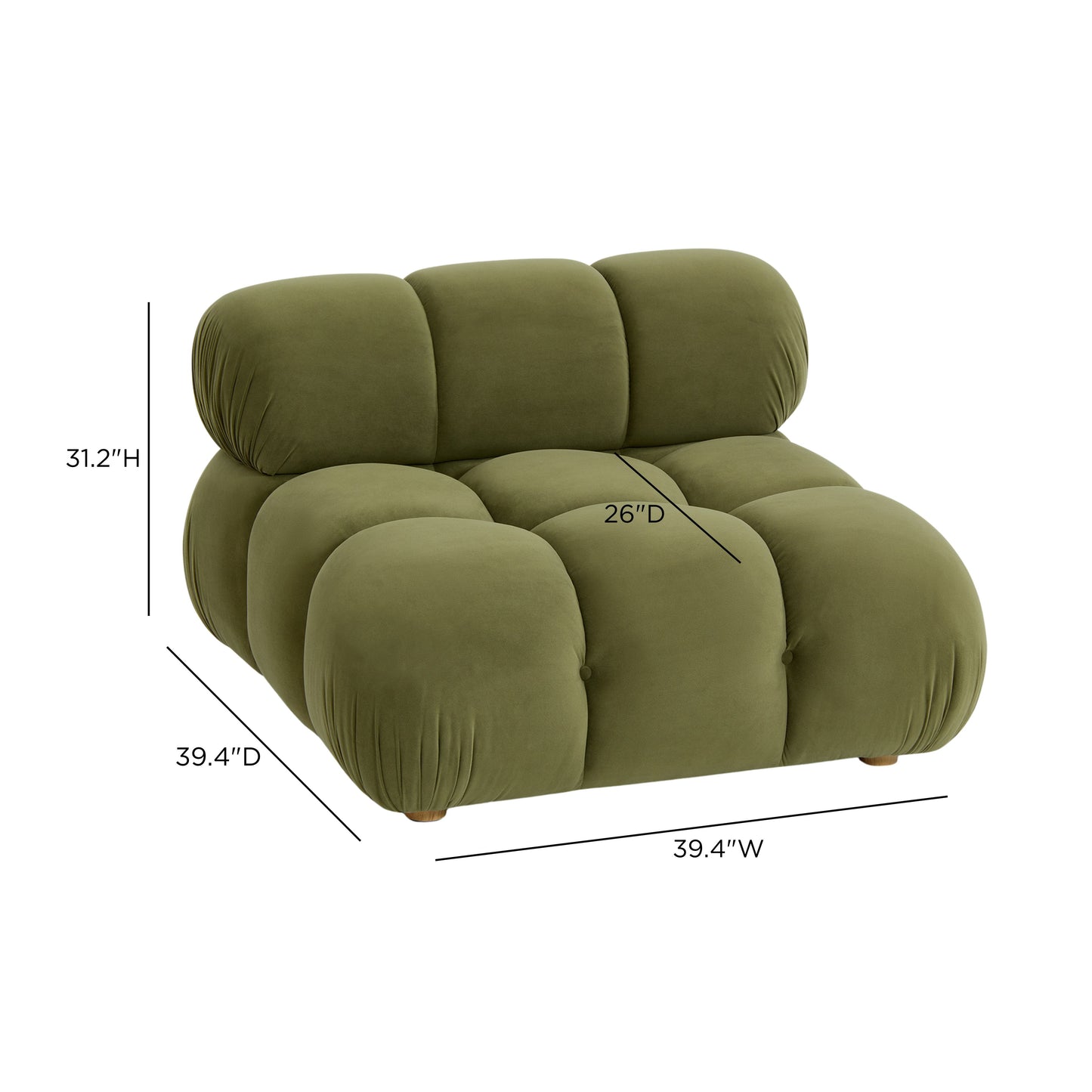 Calliope Performance Modular Armless Chair - Olive Green - Image 4