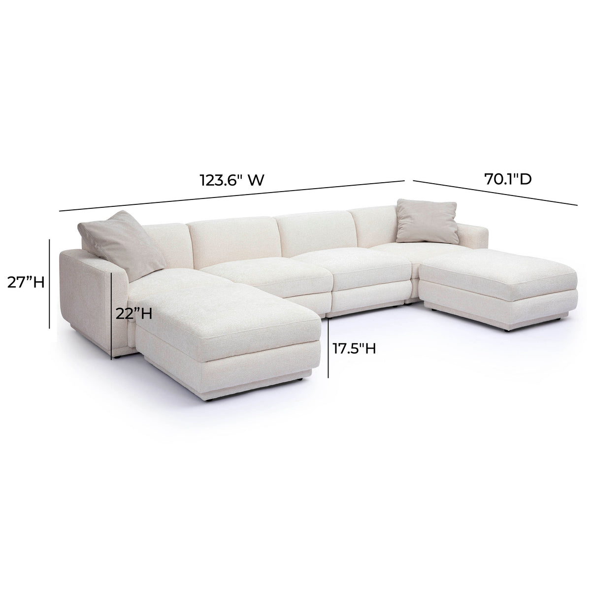 Perry 6-Piece Modular U-Sectional - Cream - Image 6