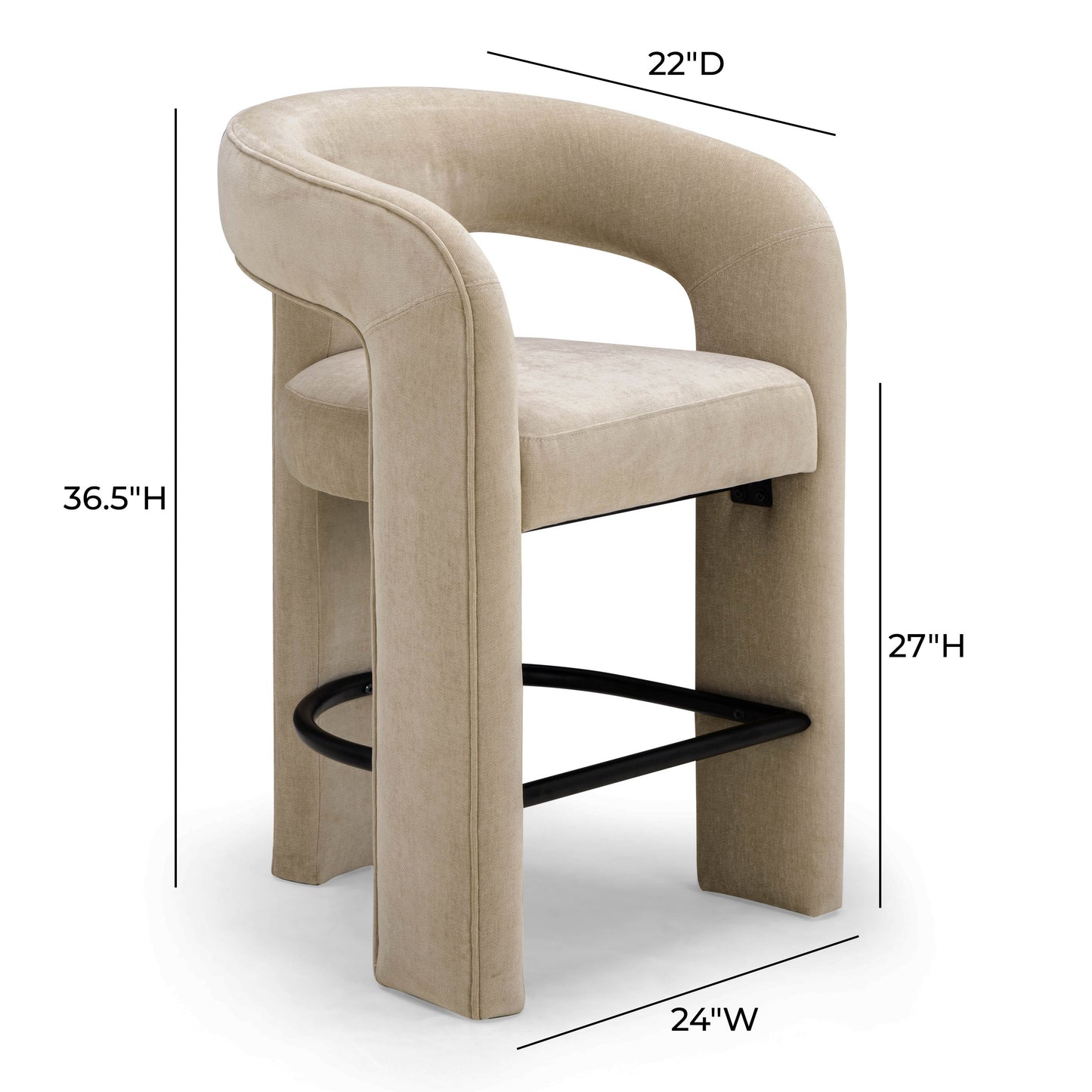 Malone Performance Chenille Stool - Taupe / Counter Height - Image 7
