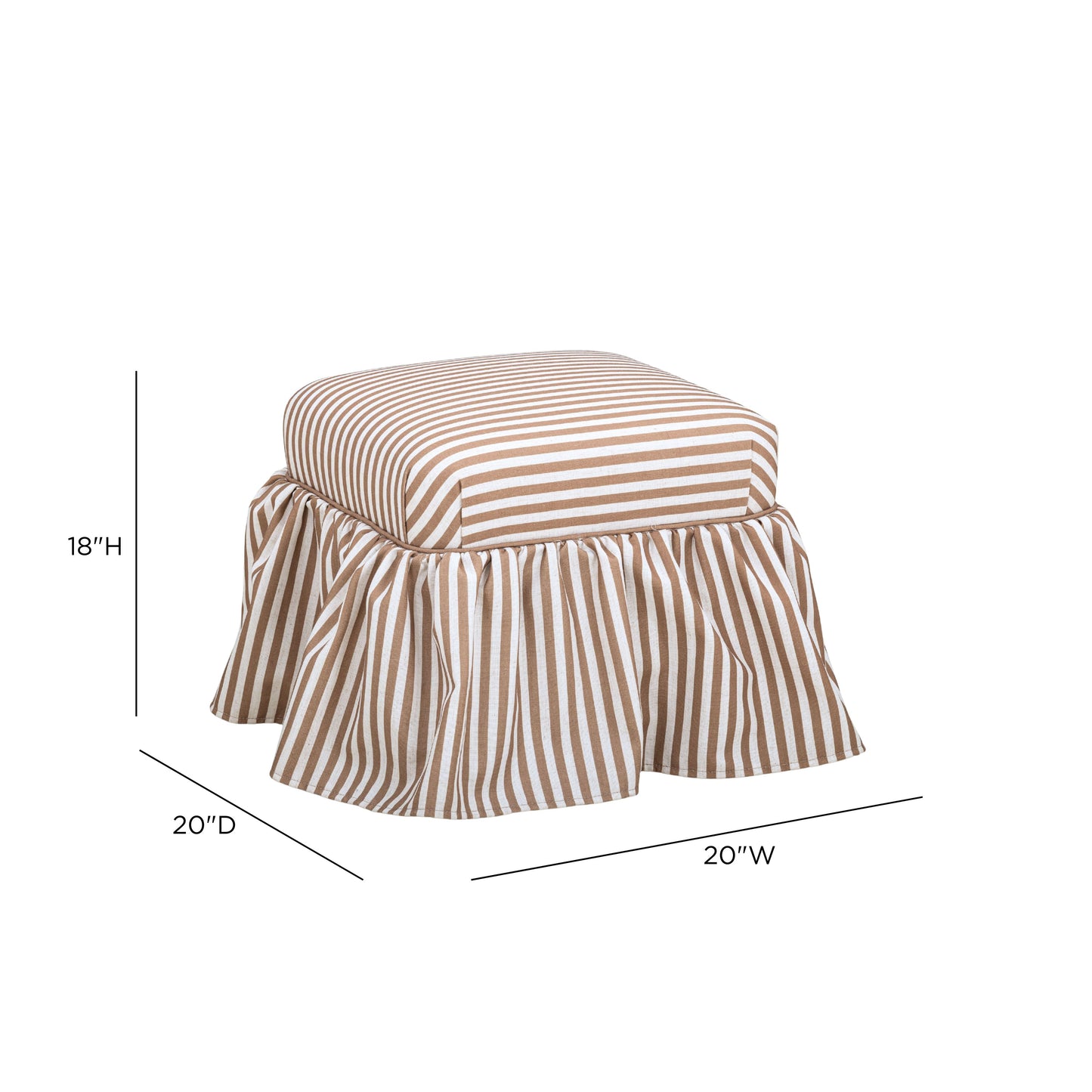 Gertrude Performance Linen Skirted Ottoman - Brown - Image 7