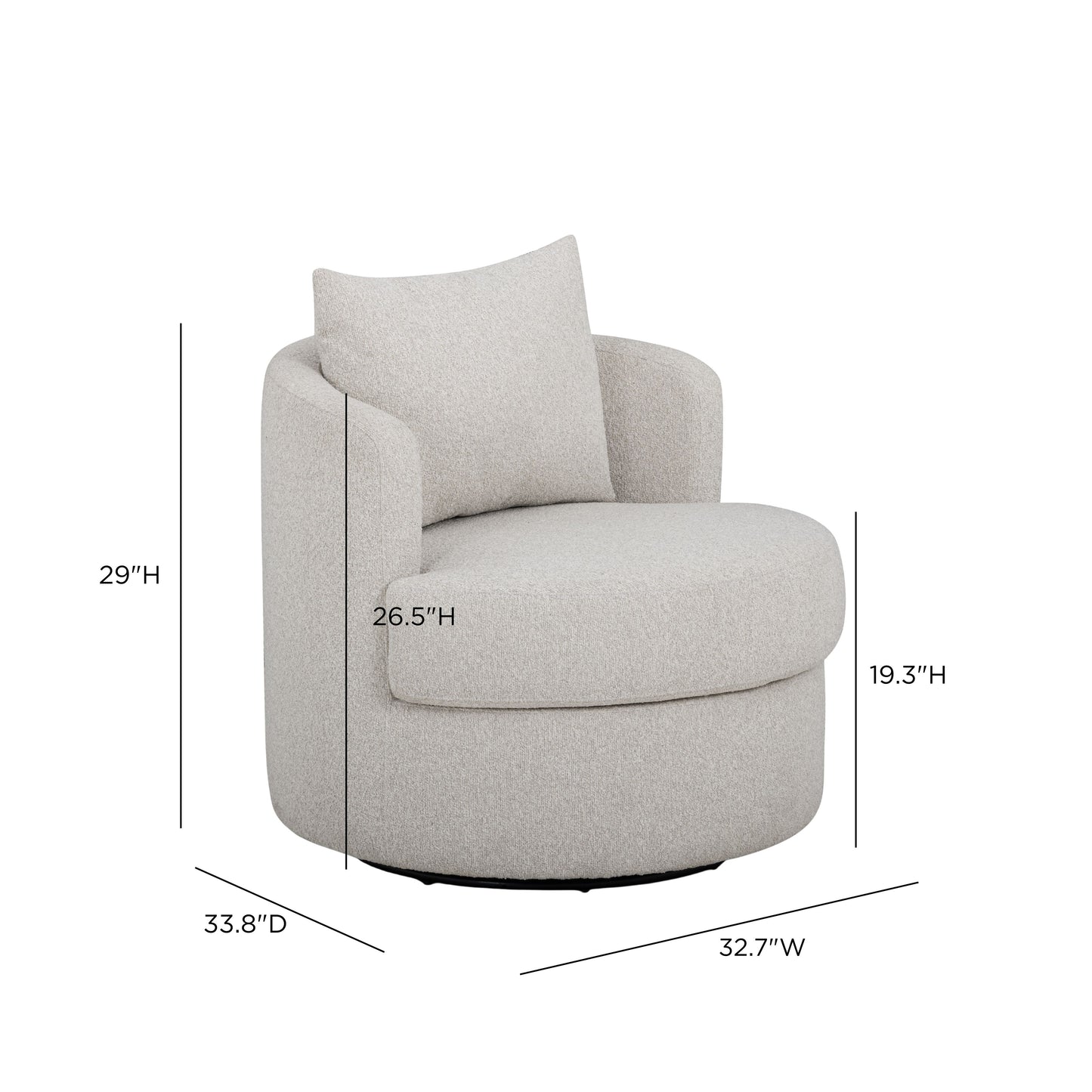 Silvi Performance Boucle Swivel Accent Chair - Off-White - Image 7