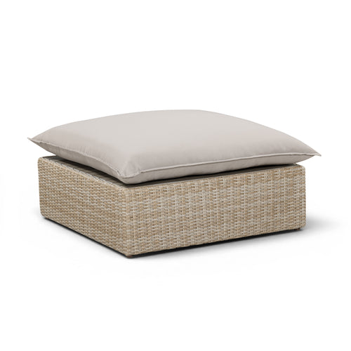 Cali Performance Fabric & Wicker Outdoor Ottoman