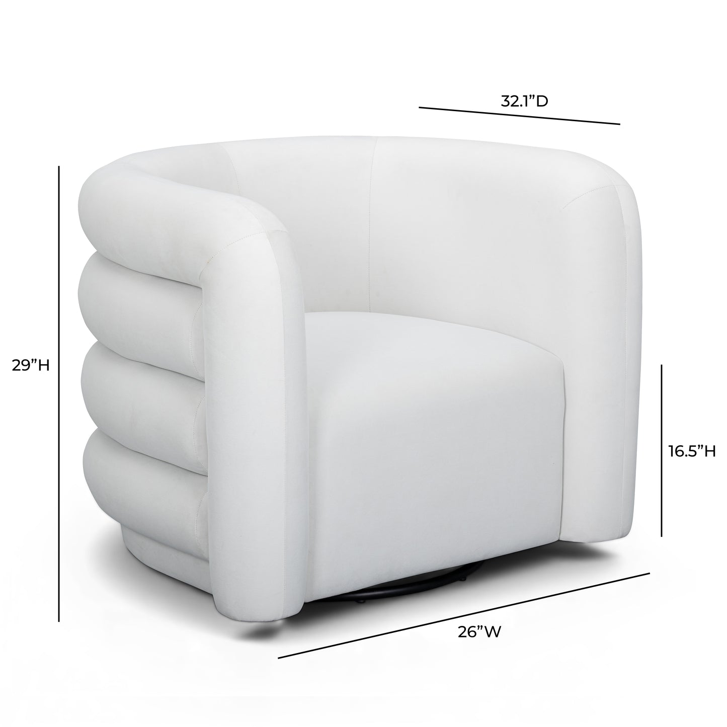 Curves Performance Velvet Swivel Accent Chair - Cream - Image 7