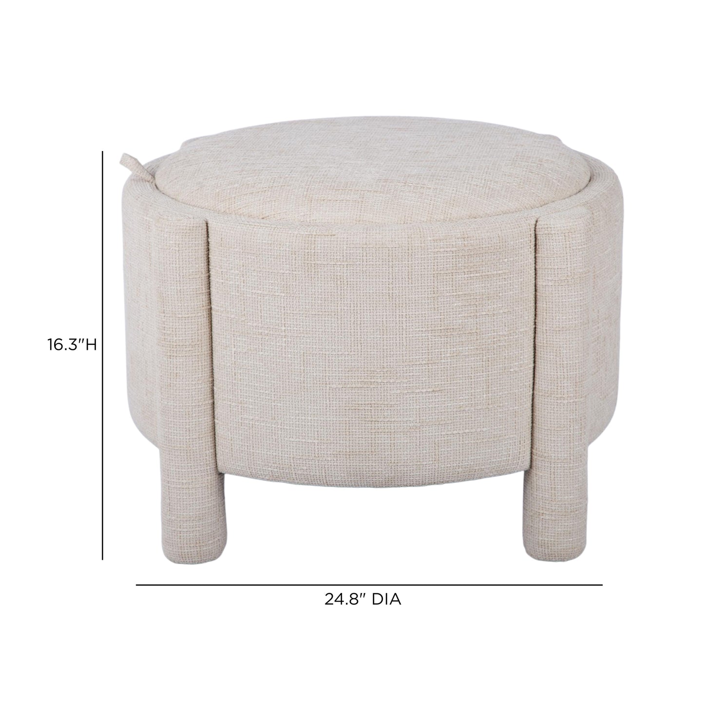 Bellamy Railroad Chenille Storage Stool With Reversible Tray Top - Cream - Image 8