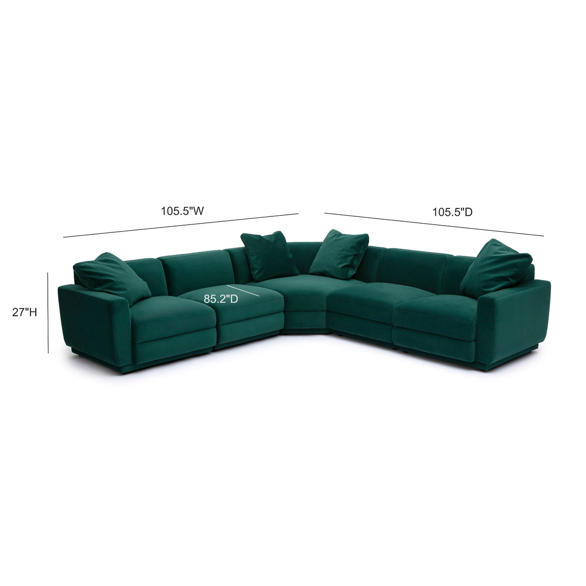 Perry 5-Piece Modular L-Sectional - Deep Green - Image 6