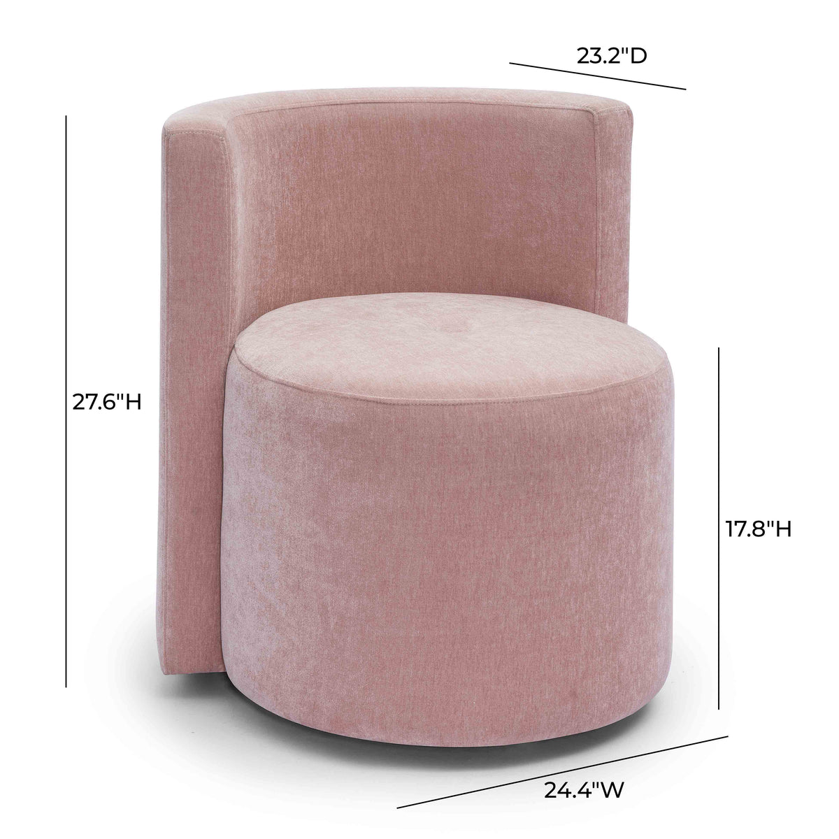 Alyssa Rolling Desk Chair - Pink - Image 6