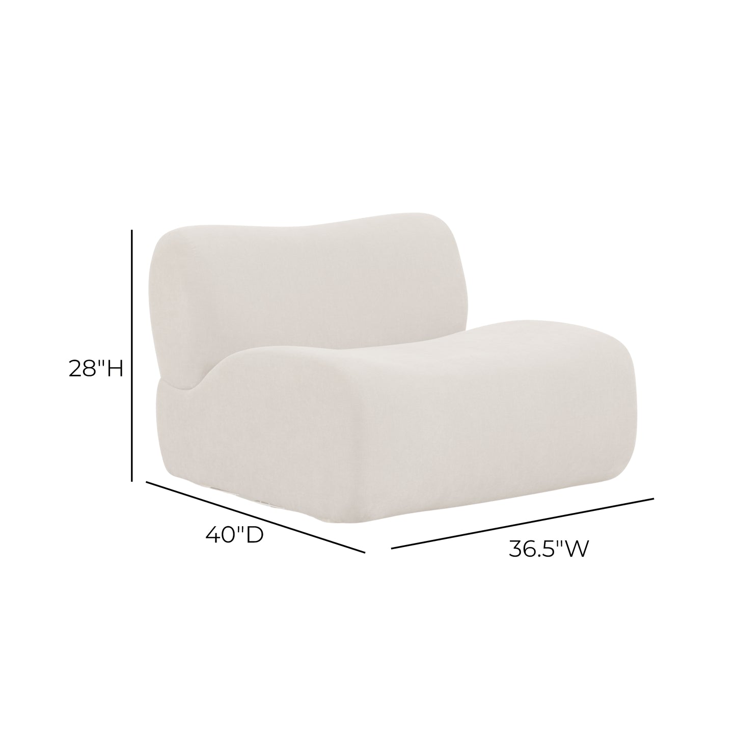 Zenith Modular Armless Chair - Cream - Image 9