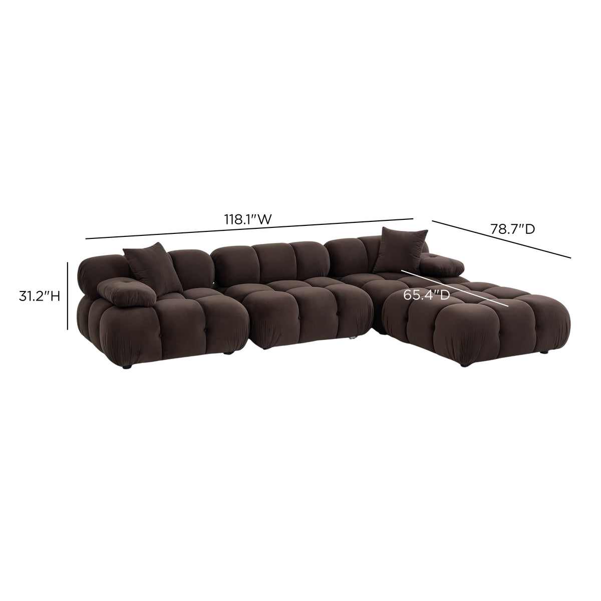 Calliope 4-Piece Performance Modular Sectional - Dark Brown - Image 9