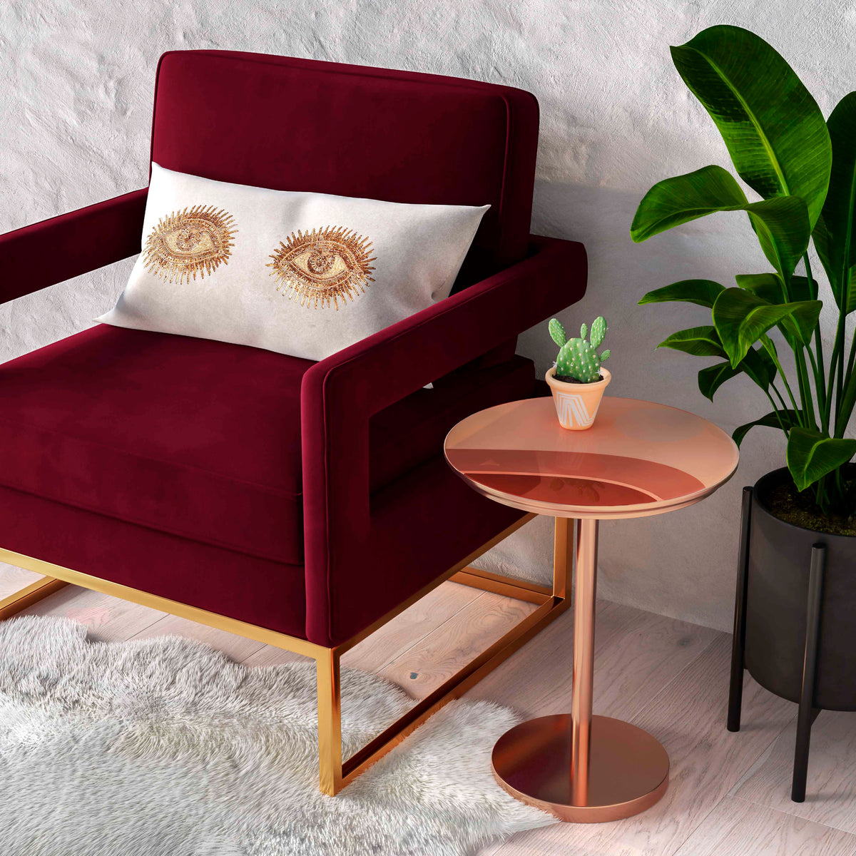 Avery Performance Velvet Accent Chair - Maroon - Image 7