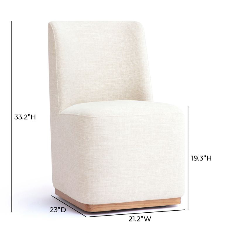 Melissa Performance Fabric Rolling Dining Chair - Cream - Image 6