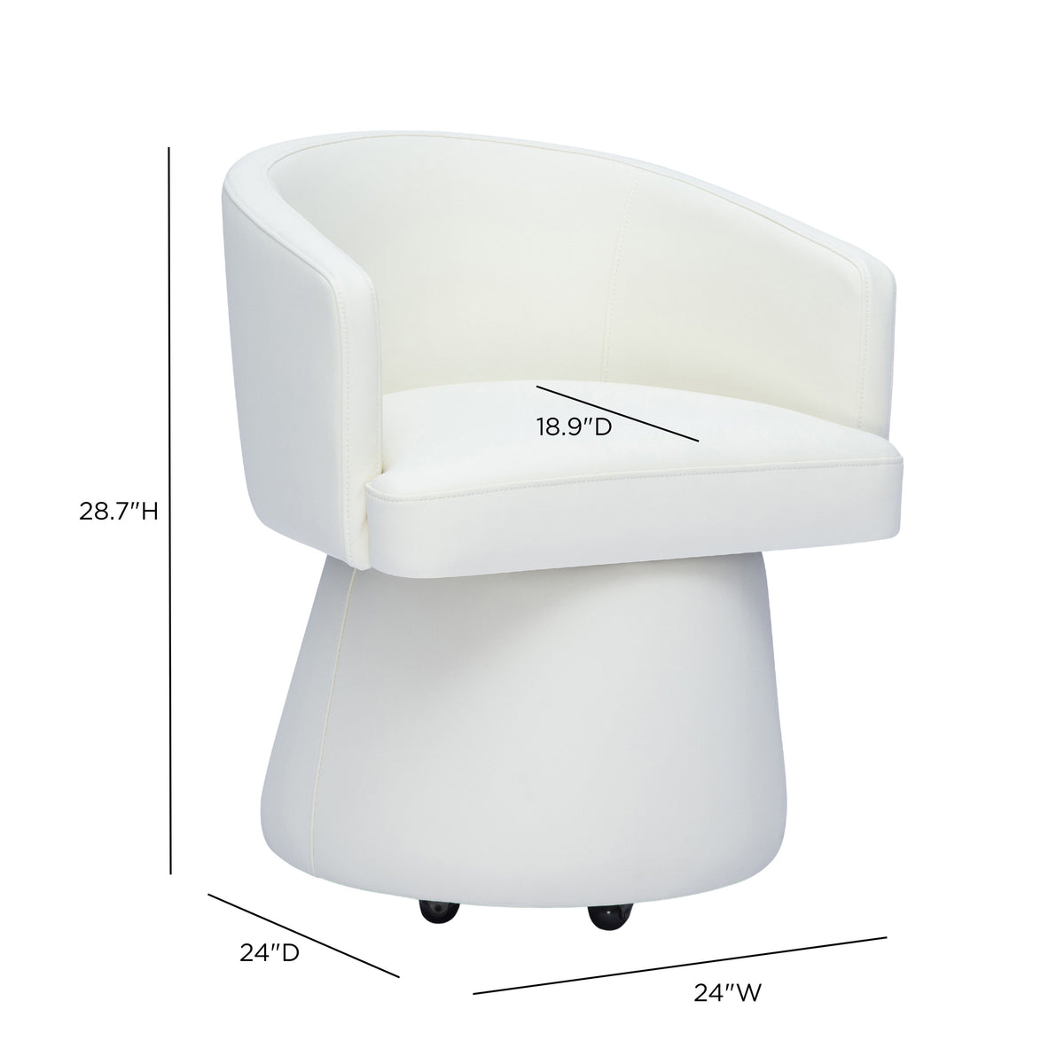 Kristen Rolling Desk Chair - Off-White - Image 7