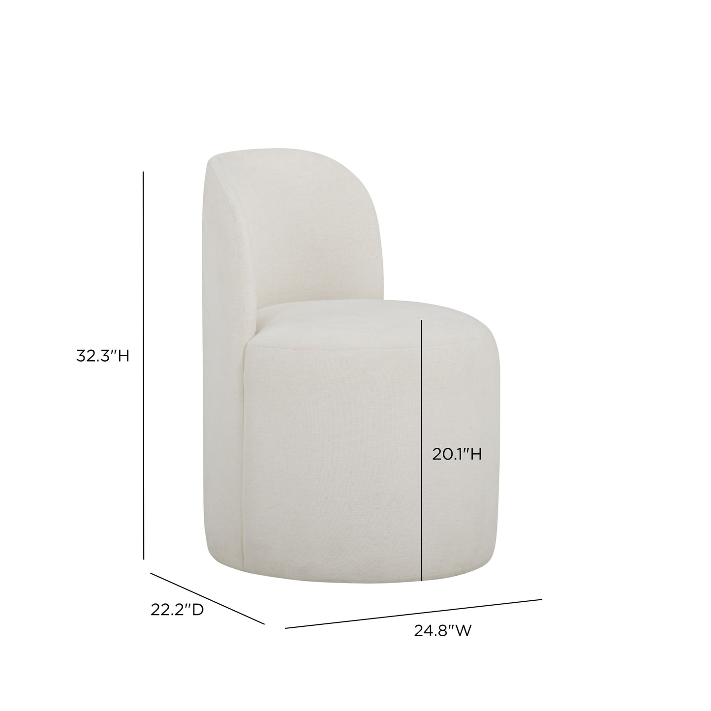 Persa Round Back Performance Chenille Dining Chair - Cream - Image 6
