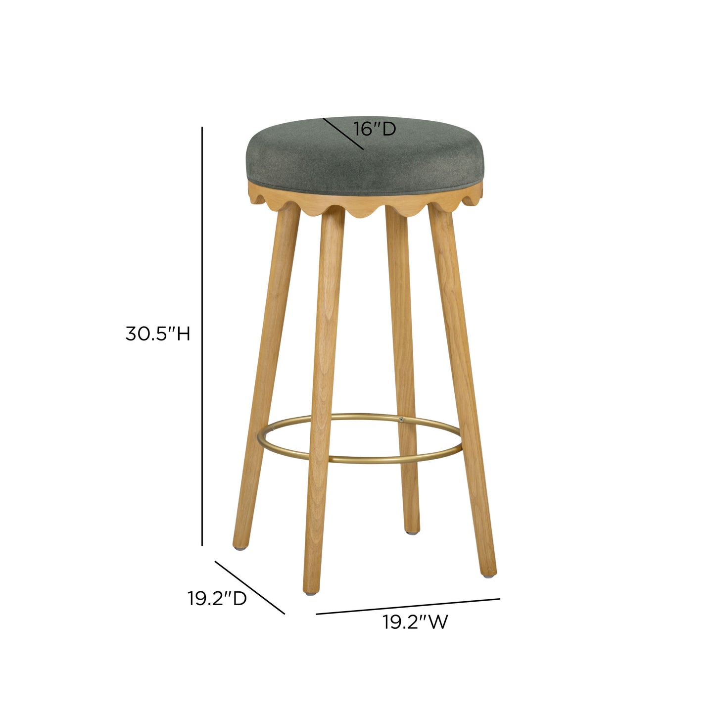 Oodle Green Performance Vegan Mohair Natural Bar Stool - Image 6