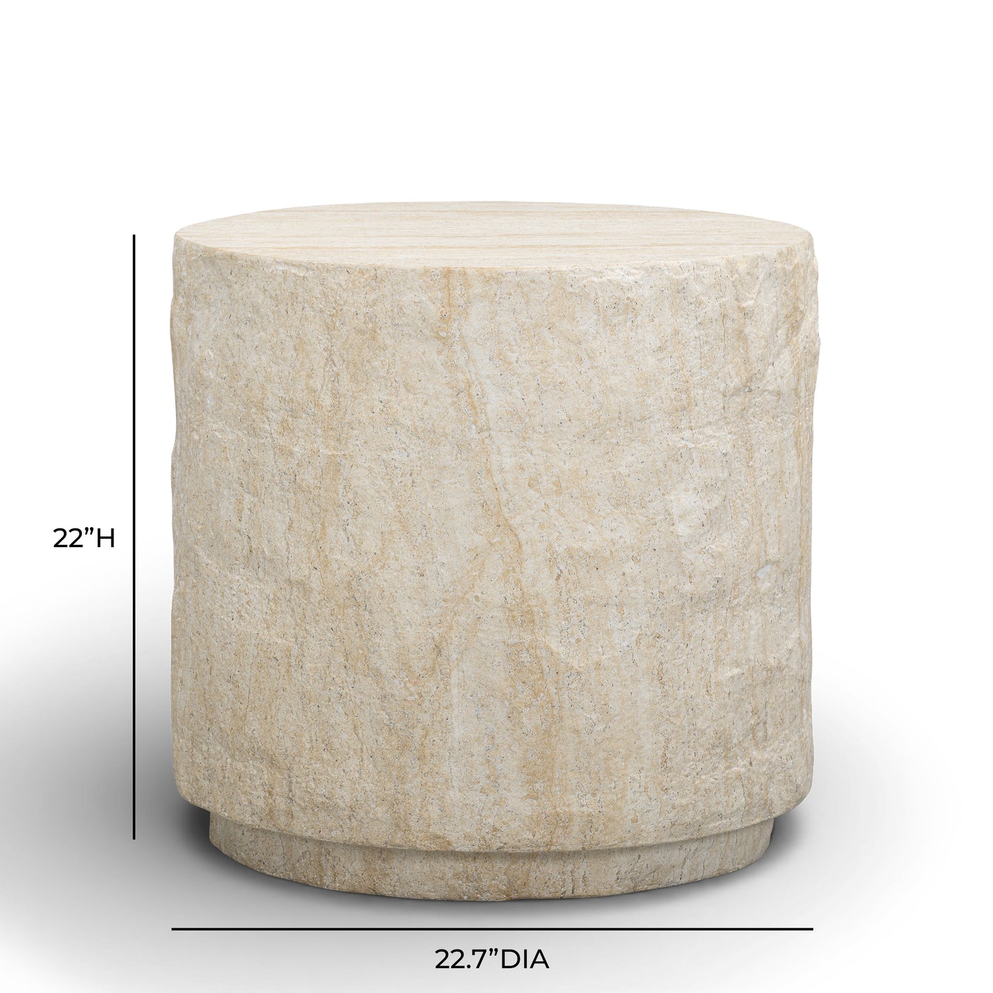 Roxanne Faux Travertine Indoor/Outdoor Concrete Side Table - Image 5