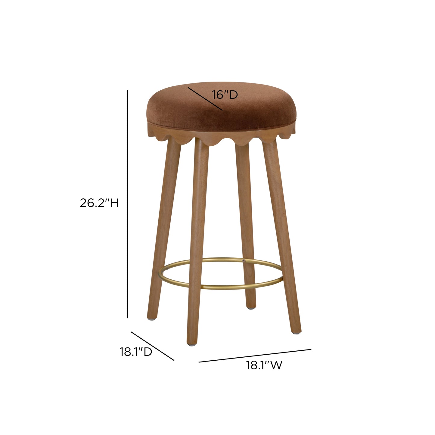 Oodle Bronze Performance Vegan Mohair Light Walnut Counter Stool - Image 6