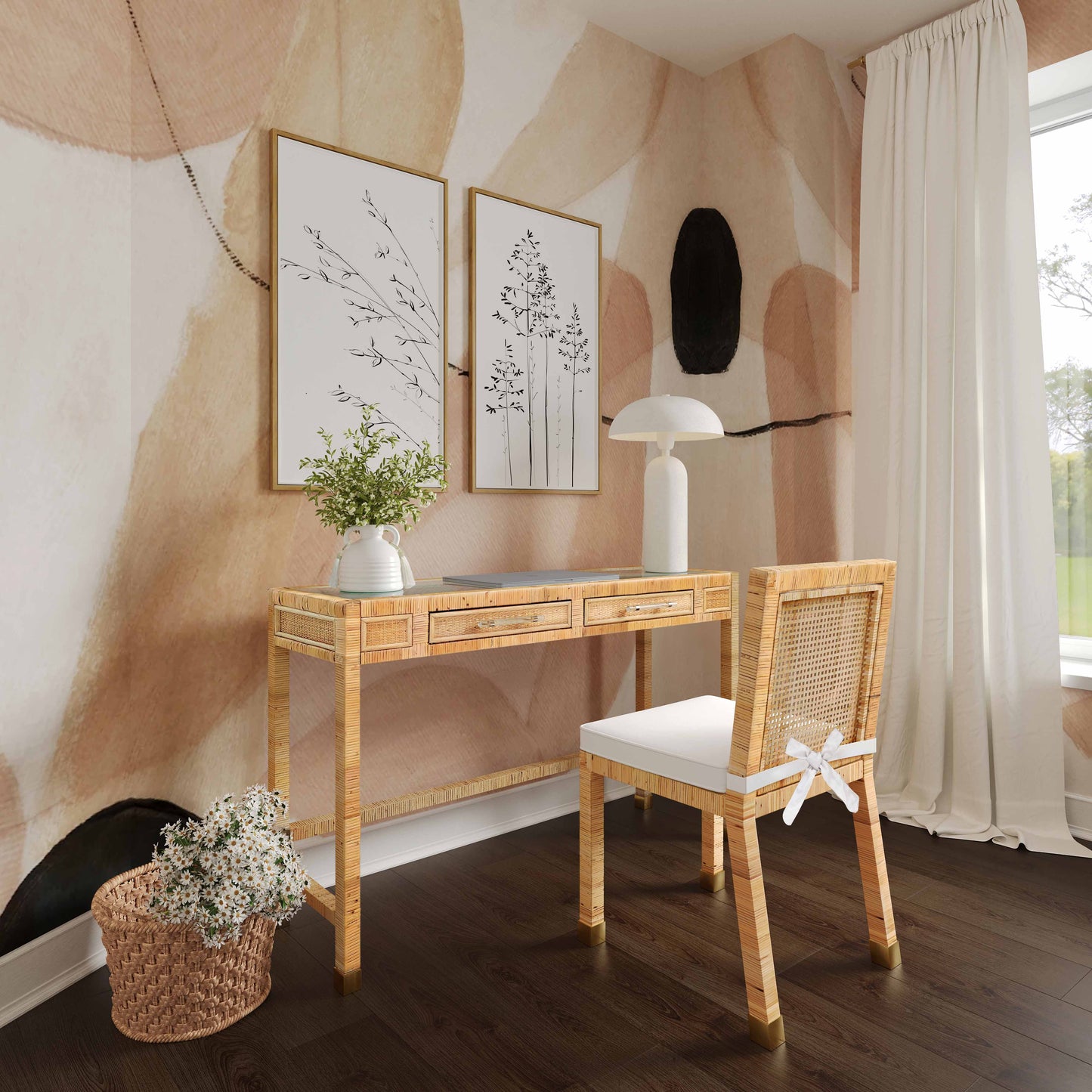 Amara Rattan Dining Chair - Cream - Image 9