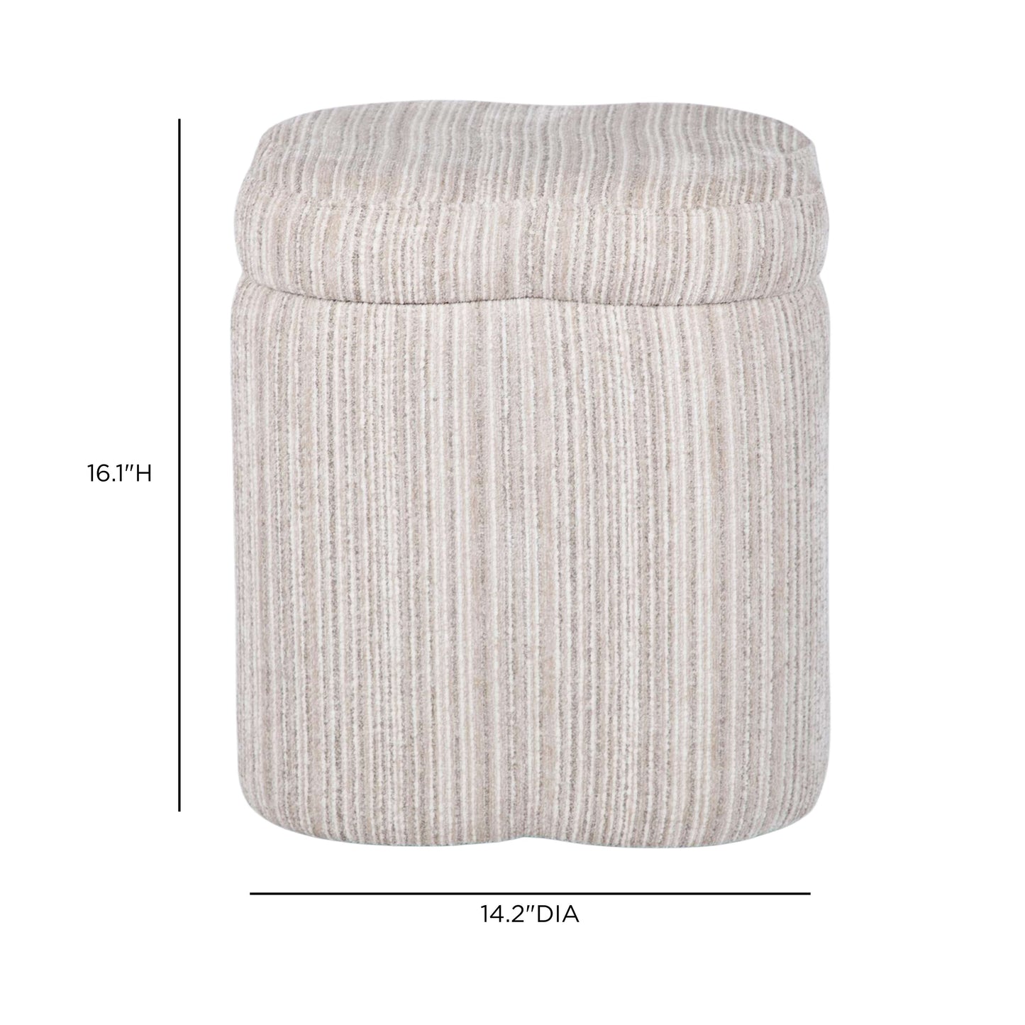 Lilou Cream Striped Jacquard Storage Accent Stool - Image 6