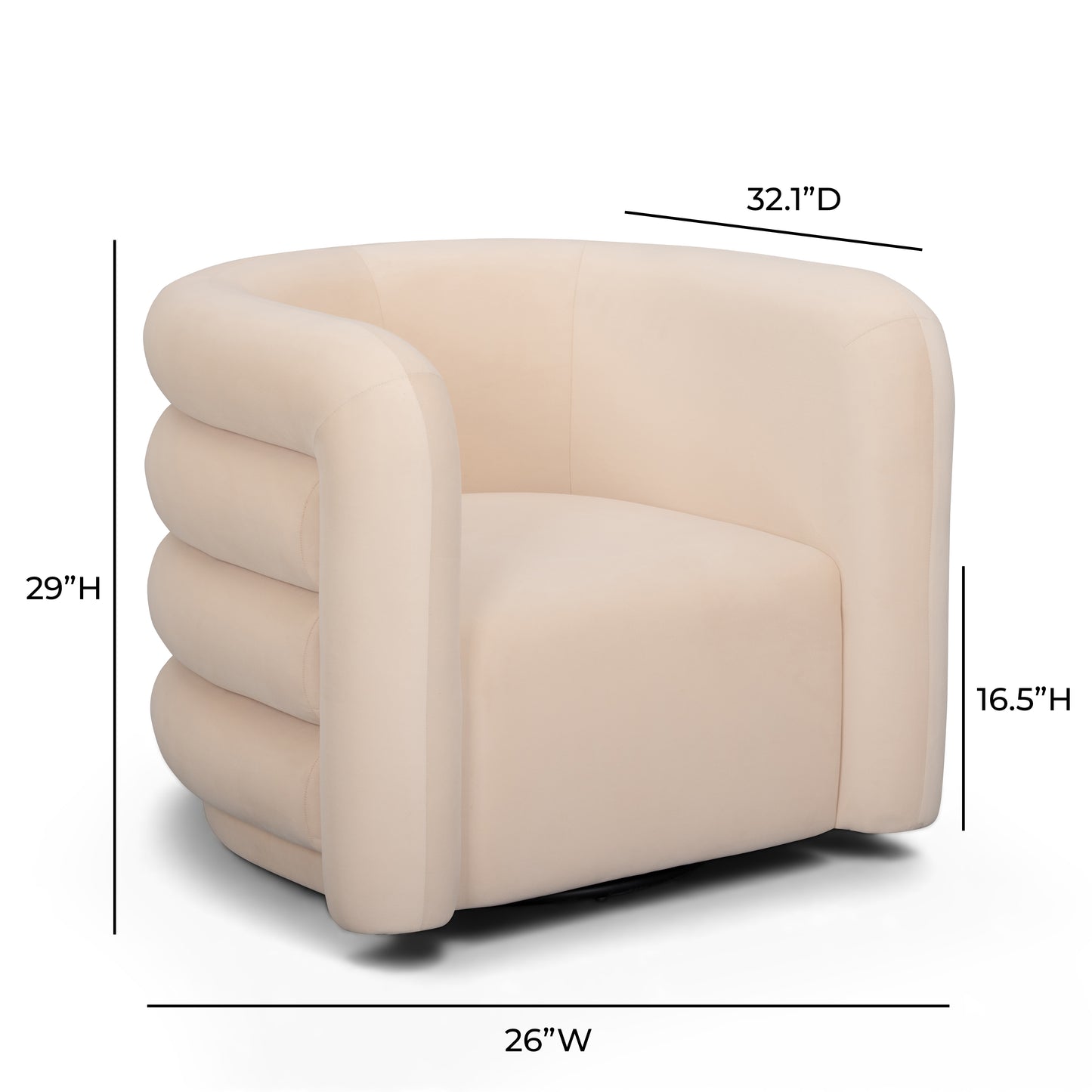 Curves Performance Velvet Swivel Accent Chair - Peach - Image 8