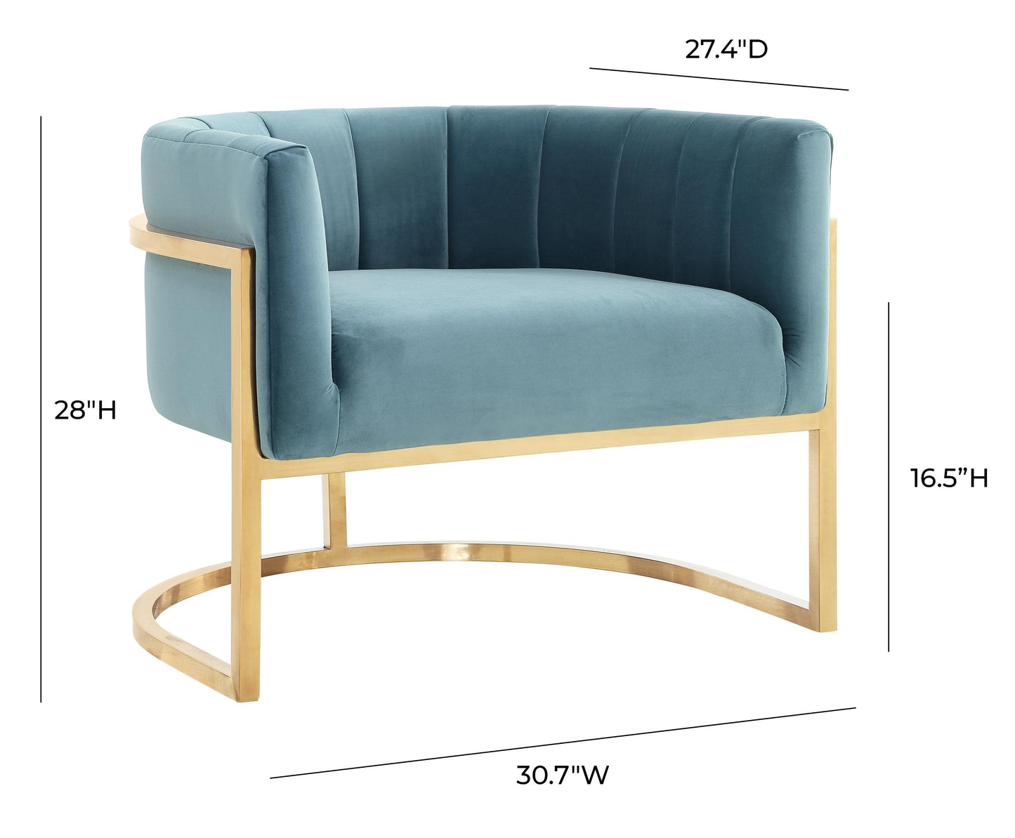 Magnolia Performance Velvet Accent Chair - Gold Base - Sea Blue - Image 6