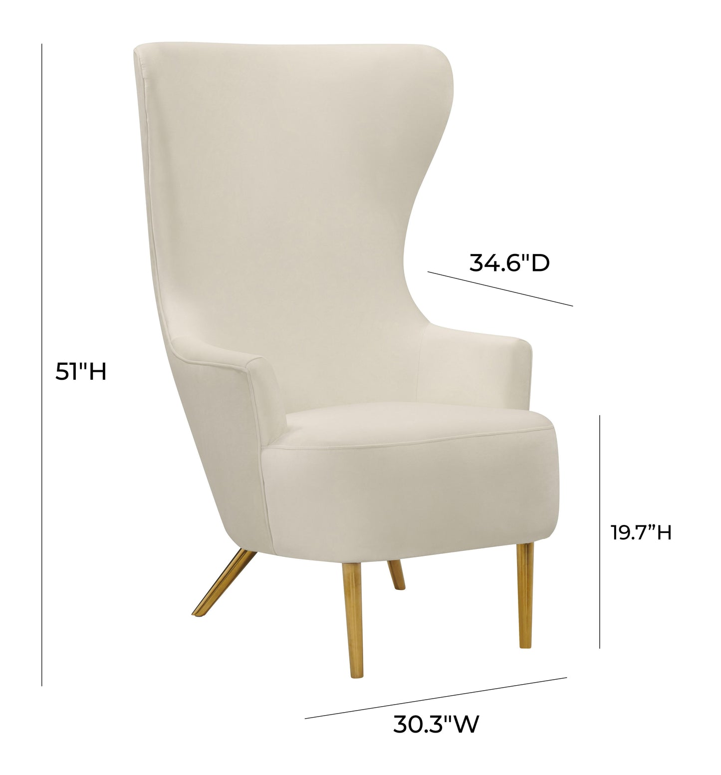 Julia Performance Velvet Wingback Accent Chair by Inspire Me! Home Decor - Cream - Image 6