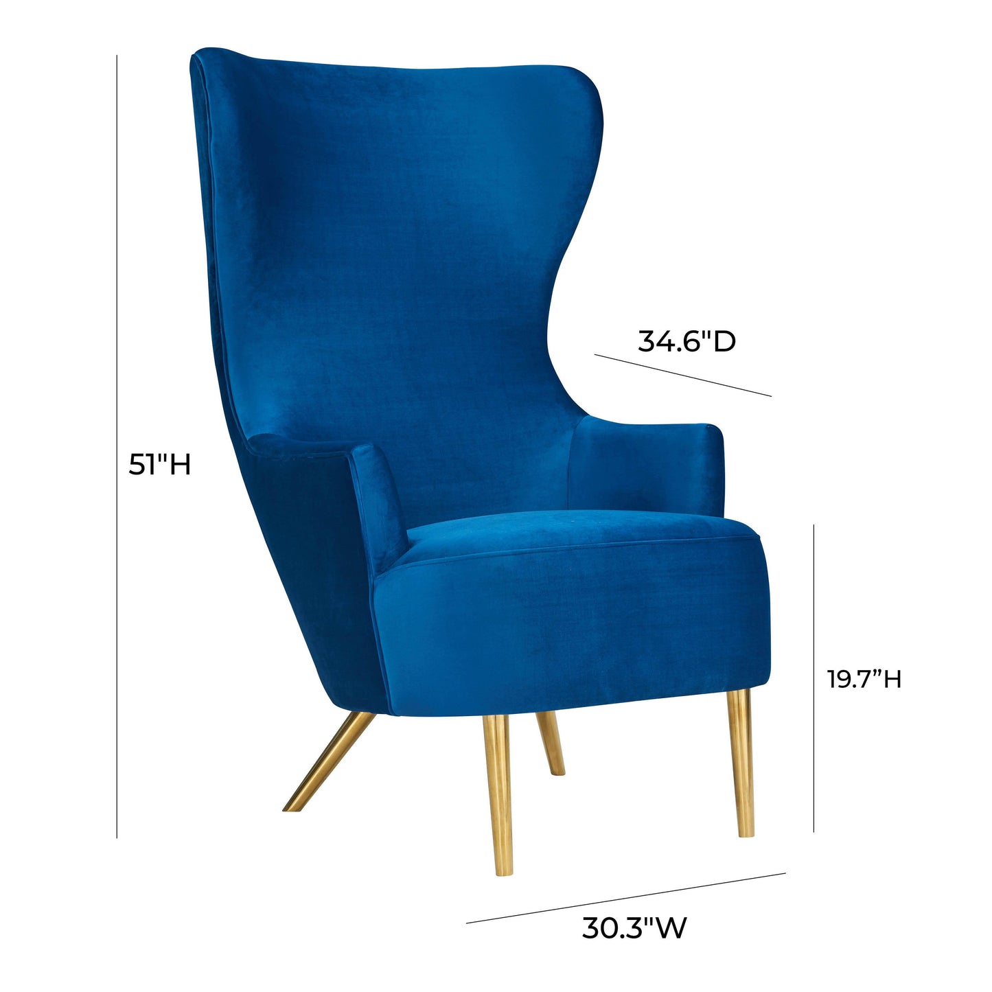 Julia Performance Velvet Wingback Accent Chair - Navy - Image 7