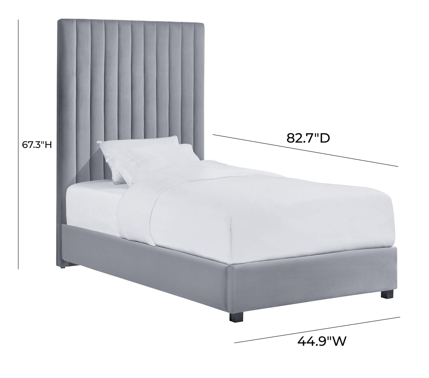 Arabelle Performance Velvet Bed - Grey / Twin - Image 6