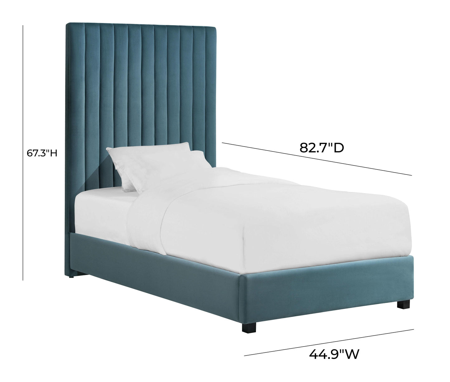 Arabelle Performance Velvet Bed - Sea Blue / Twin - Image 6
